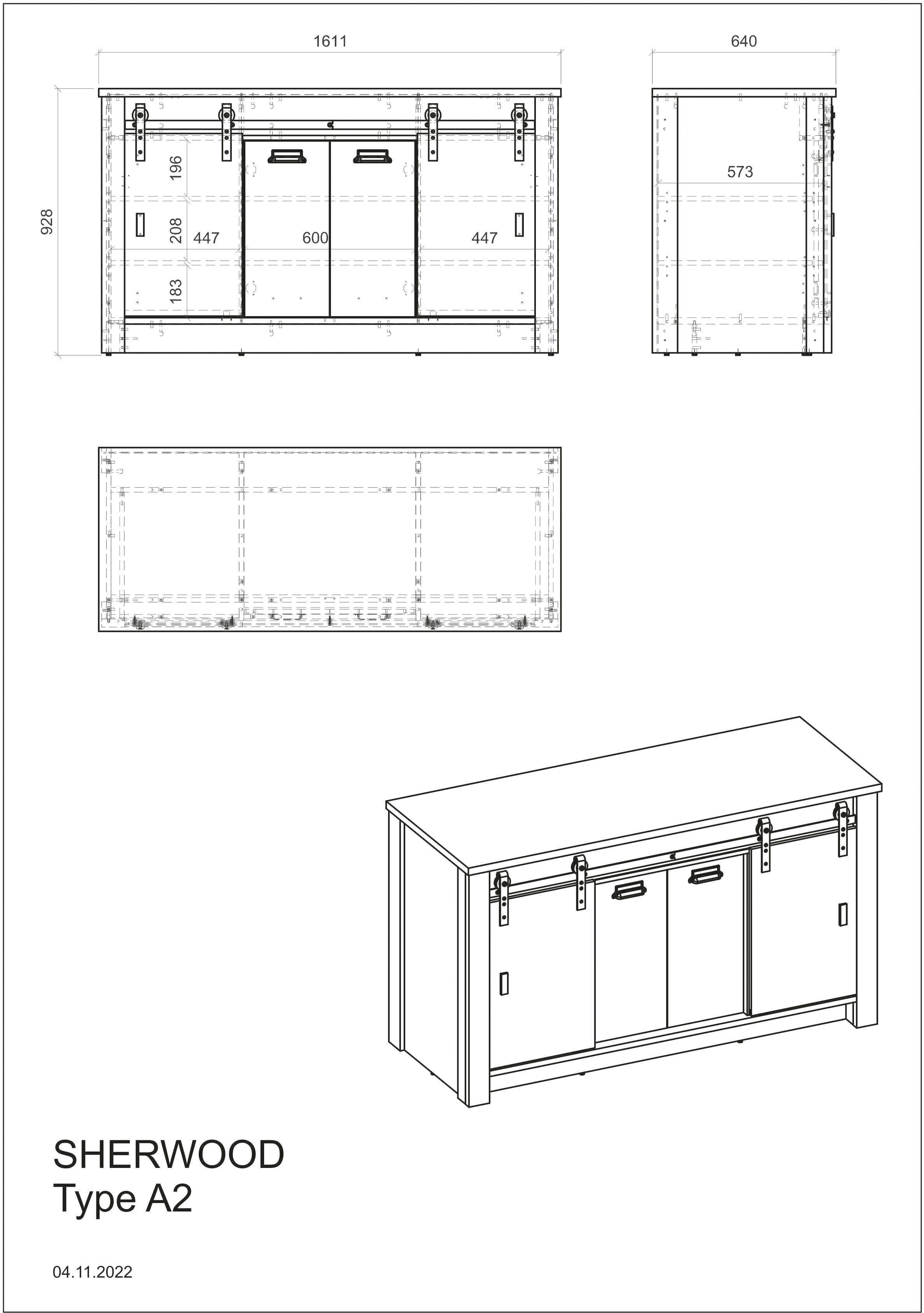 Home affaire hell Apothekergriffe Spülenschrank Style dekor und aus Old Sherwood 161 Breite Scheunentorbeschlag Metall cm