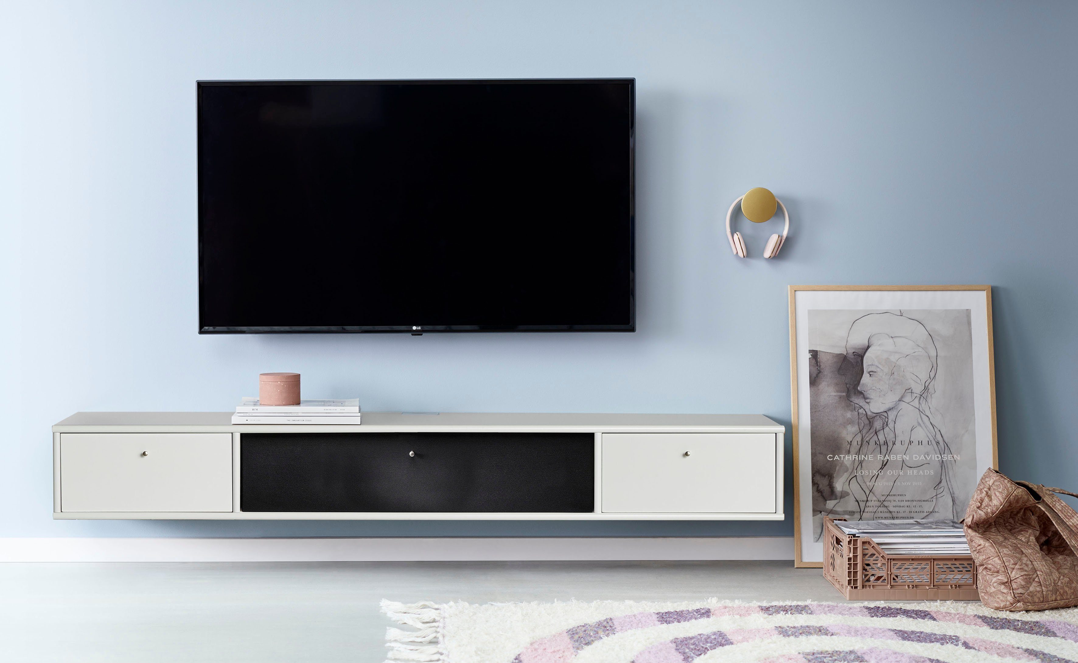 Hammel Furniture TV-Board Mistral Fernsehschrank, Medienmöbel, Hängend, mit Klappe mit Akustikstoff, Kabeldurchführung, Lowboard, B: 177 cm