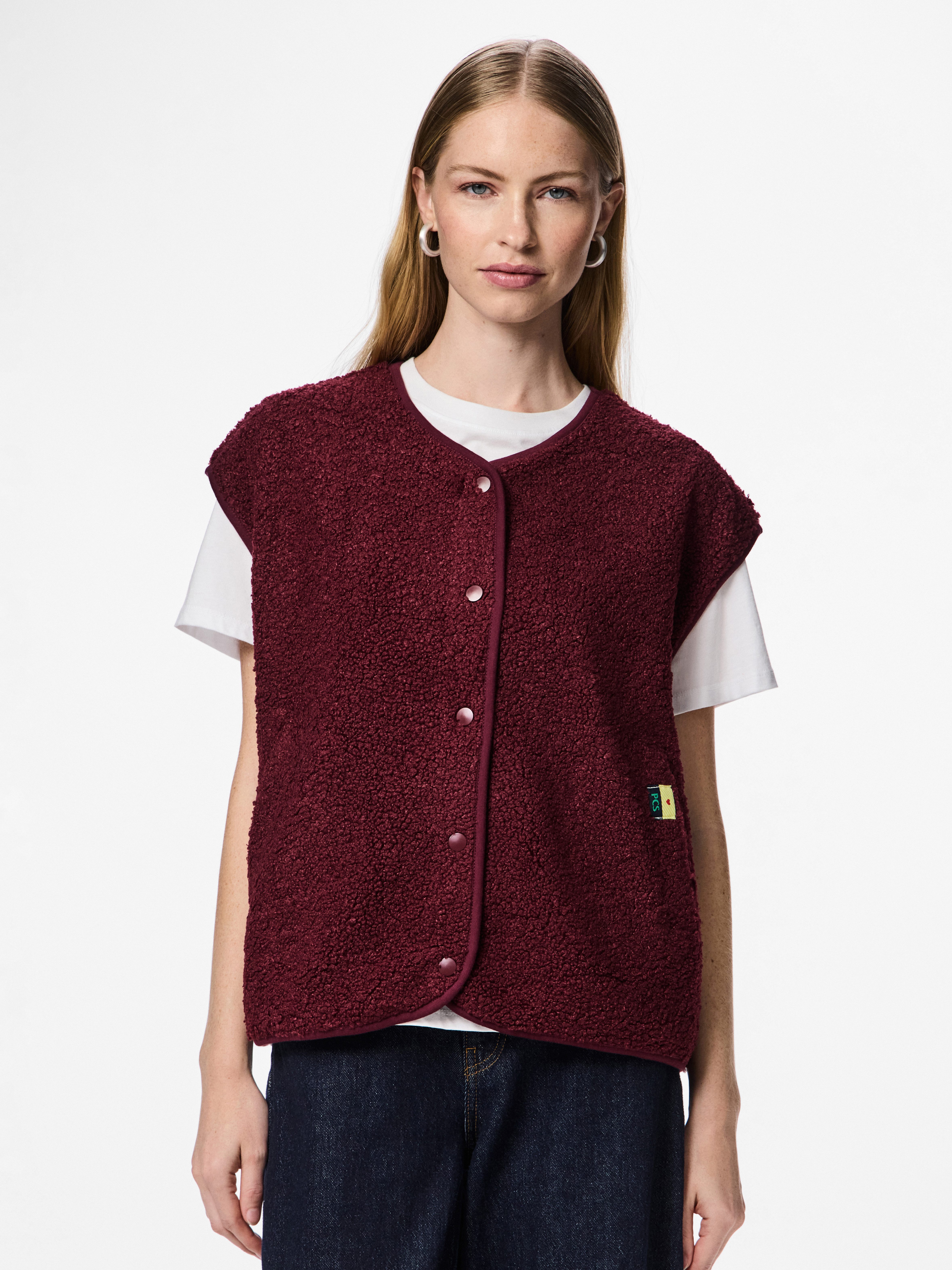 pieces Plüschweste PCKATTY TEDDY VEST NOOS BC Kunstfaser