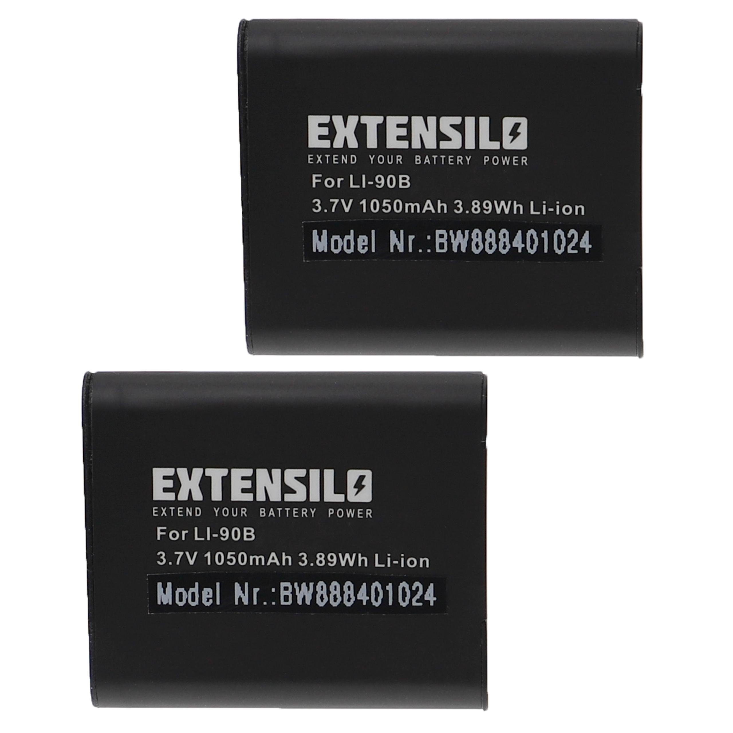 Extensilo Ersatz für Olympus Li-90B, Li-92B für Kamera / Foto Digitalkamera (1050mAh, 3,7V, Li-Ion) Kamera-Akku 1050 mAh