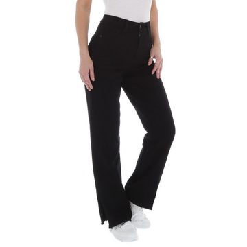 Ital-Design Straight-Jeans Damen Freizeit Stretch High Waist Jeans in Schwarz