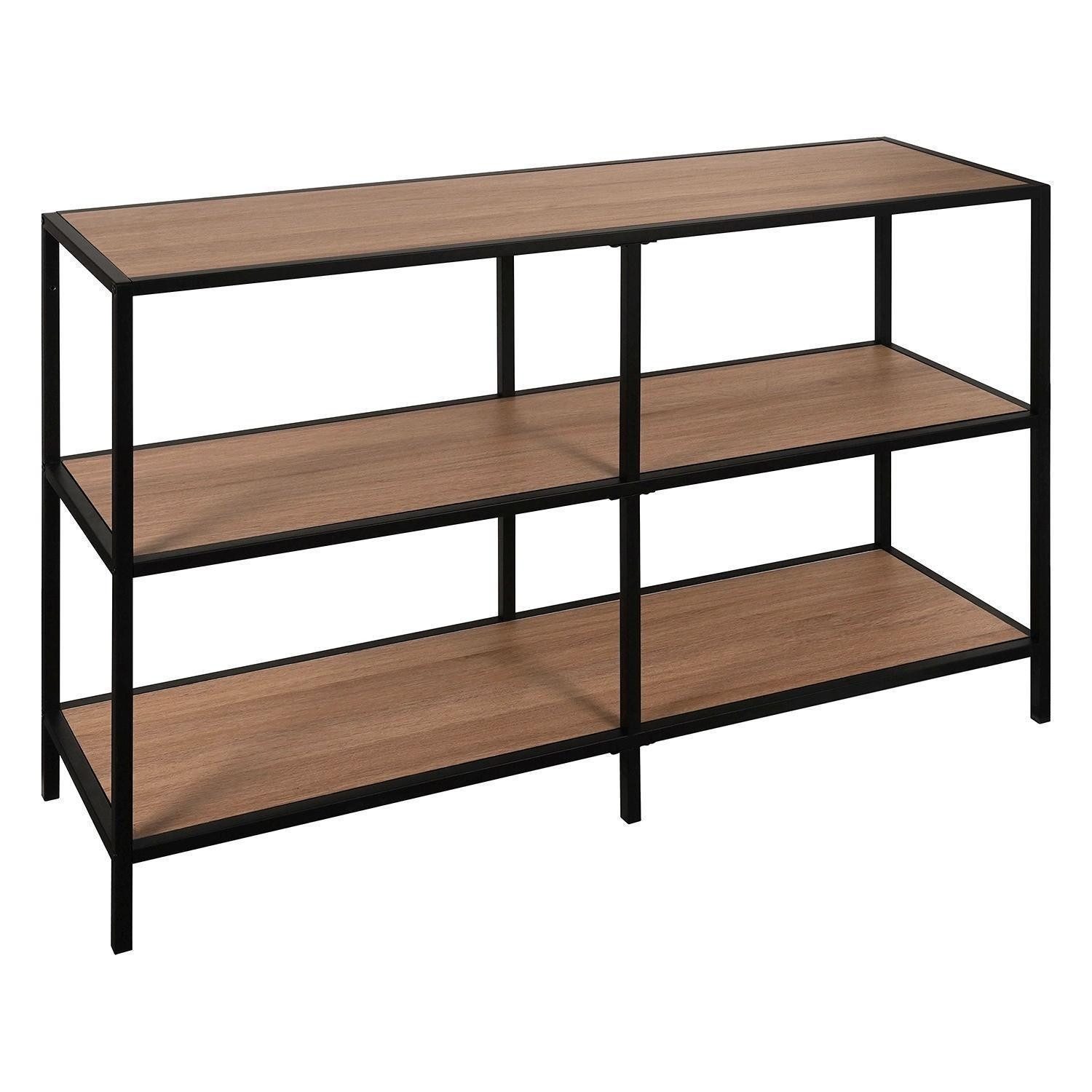 casa NOVA Regal RAMON, 3 Fächer, Eiche Dekor, Schwarz, Metall, B 120 x H 80 x T 34 cm