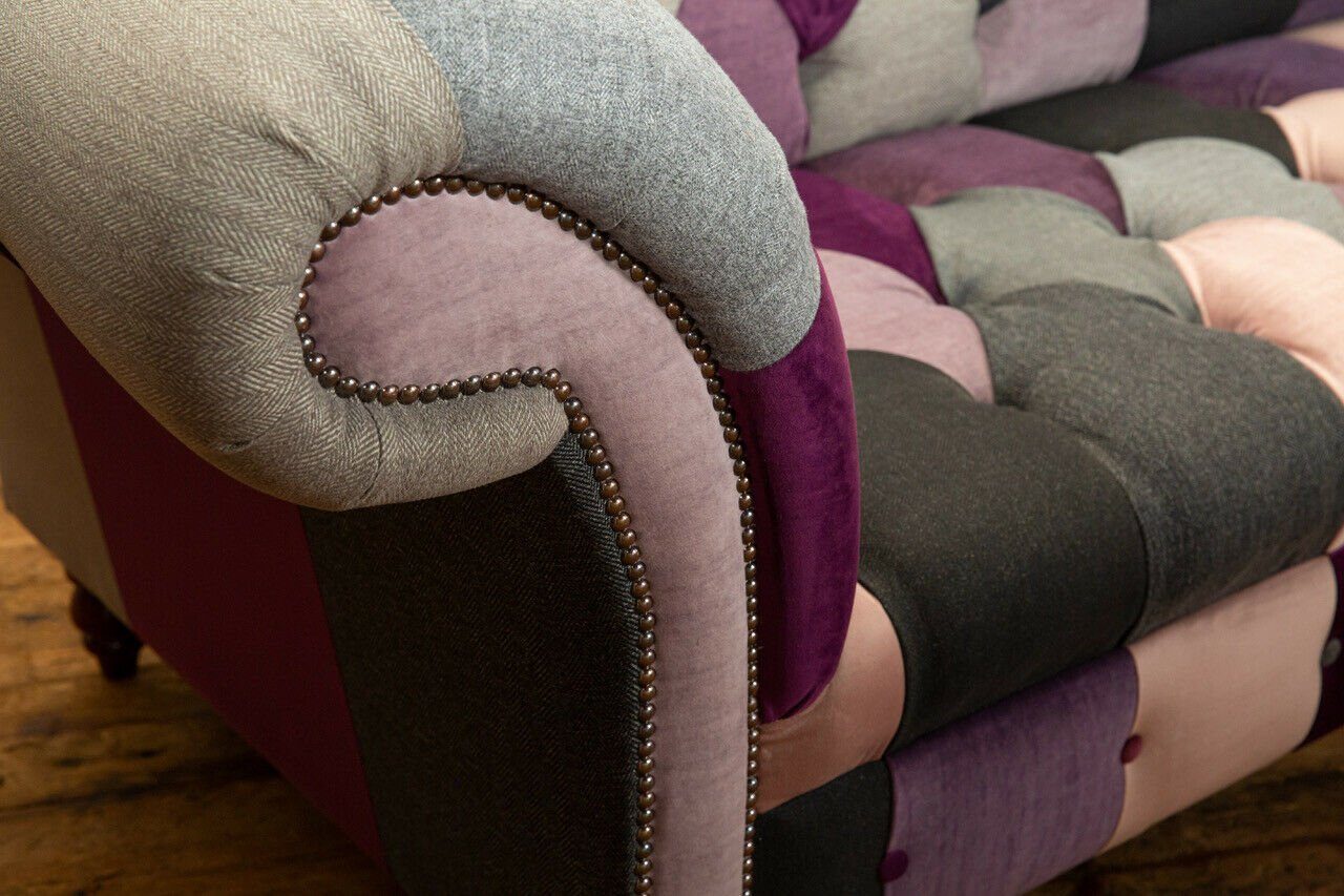 JVmoebel Chesterfield-Sofa Rückenlehne Design Textil Couchen Die Sitzer Couch Lounge Club Neu, Sofas mit Polster Knöpfen