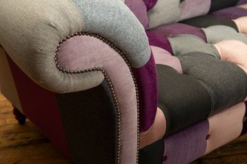 JVmoebel Chesterfield-Sofa Design Sitzer Couch Polster Lounge Club Sofas Couchen Textil Neu, Die Rückenlehne mit Knöpfen.
