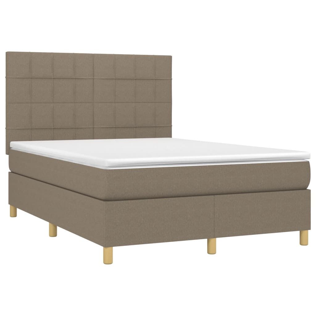 vidaXL Bett Boxspringbett mit Matratze Taupe 140x200 cm Stoff