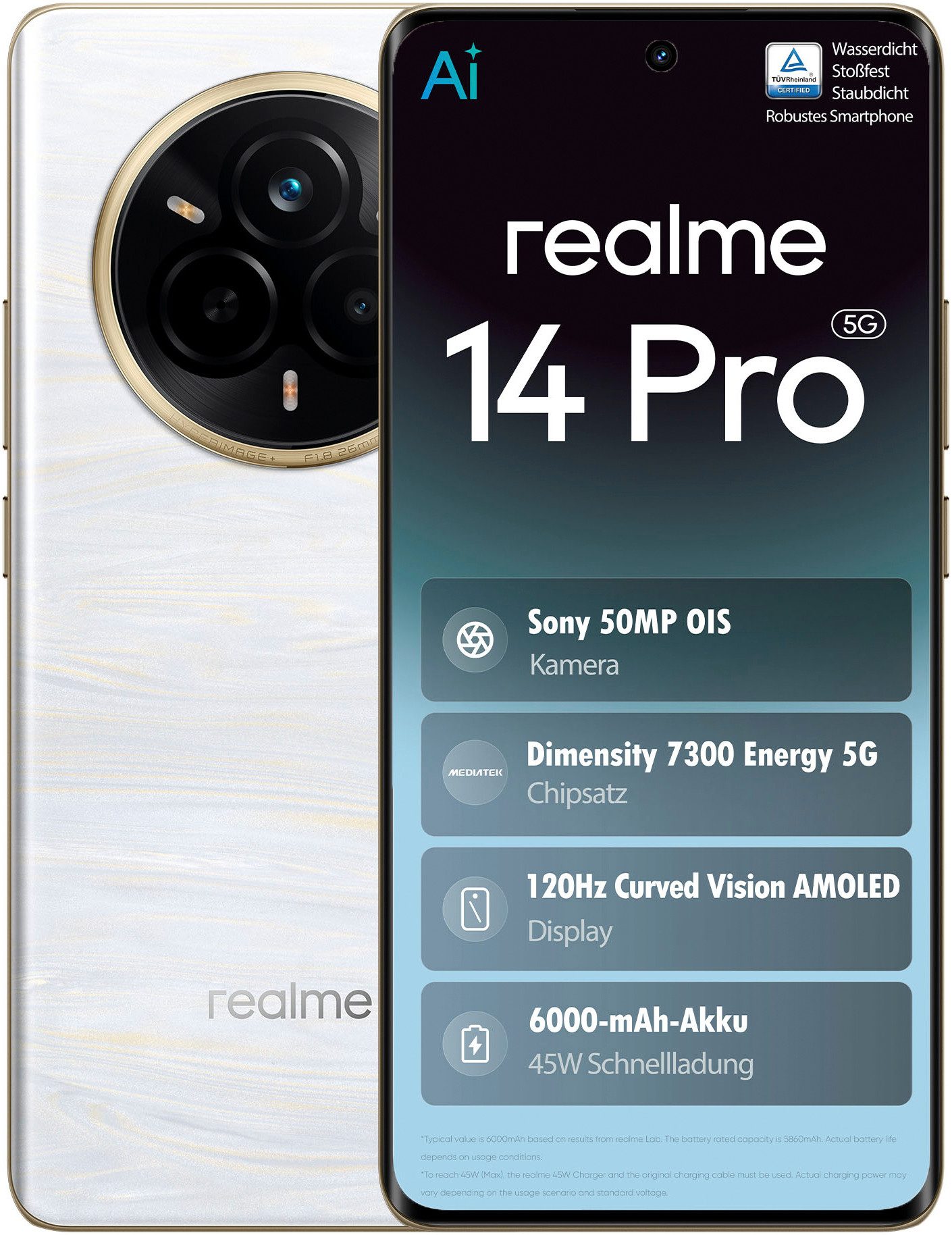 Realme 14 Pro 5G Smartphone (17,2 cm/6,77 Zoll, 512 GB Speicherplatz, 50 MP Kamera)