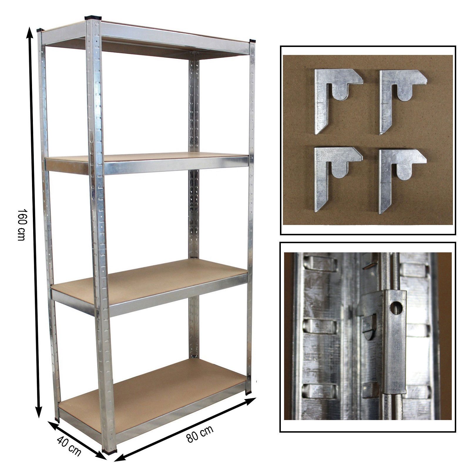 TRUTZHOLM Steckregal Schwerlastregal 160x80x40cm Lagerregal Kellerregal Met günstig online kaufen