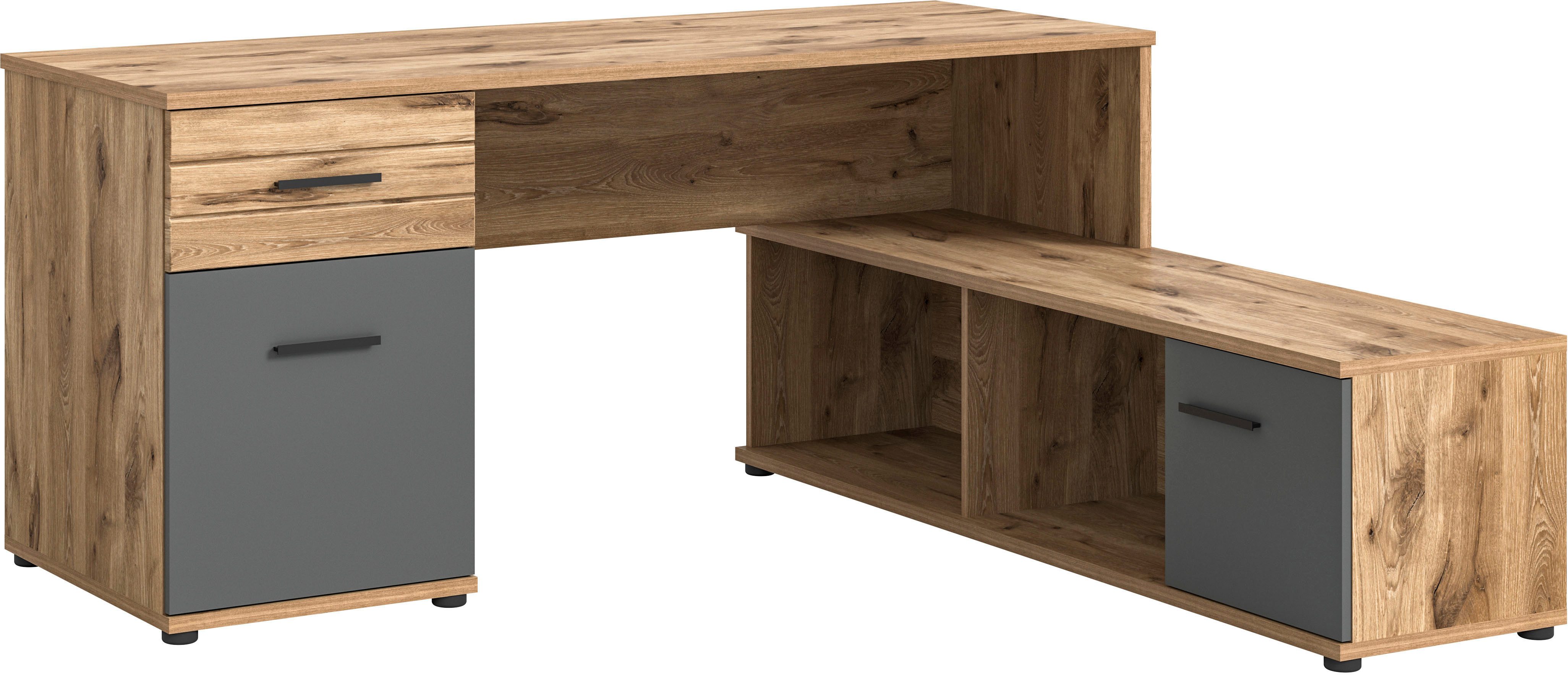 INOSIGN Eckschreibtisch Riga, Breite 170cm, in Nox Oak Nachbildung und Basa günstig online kaufen
