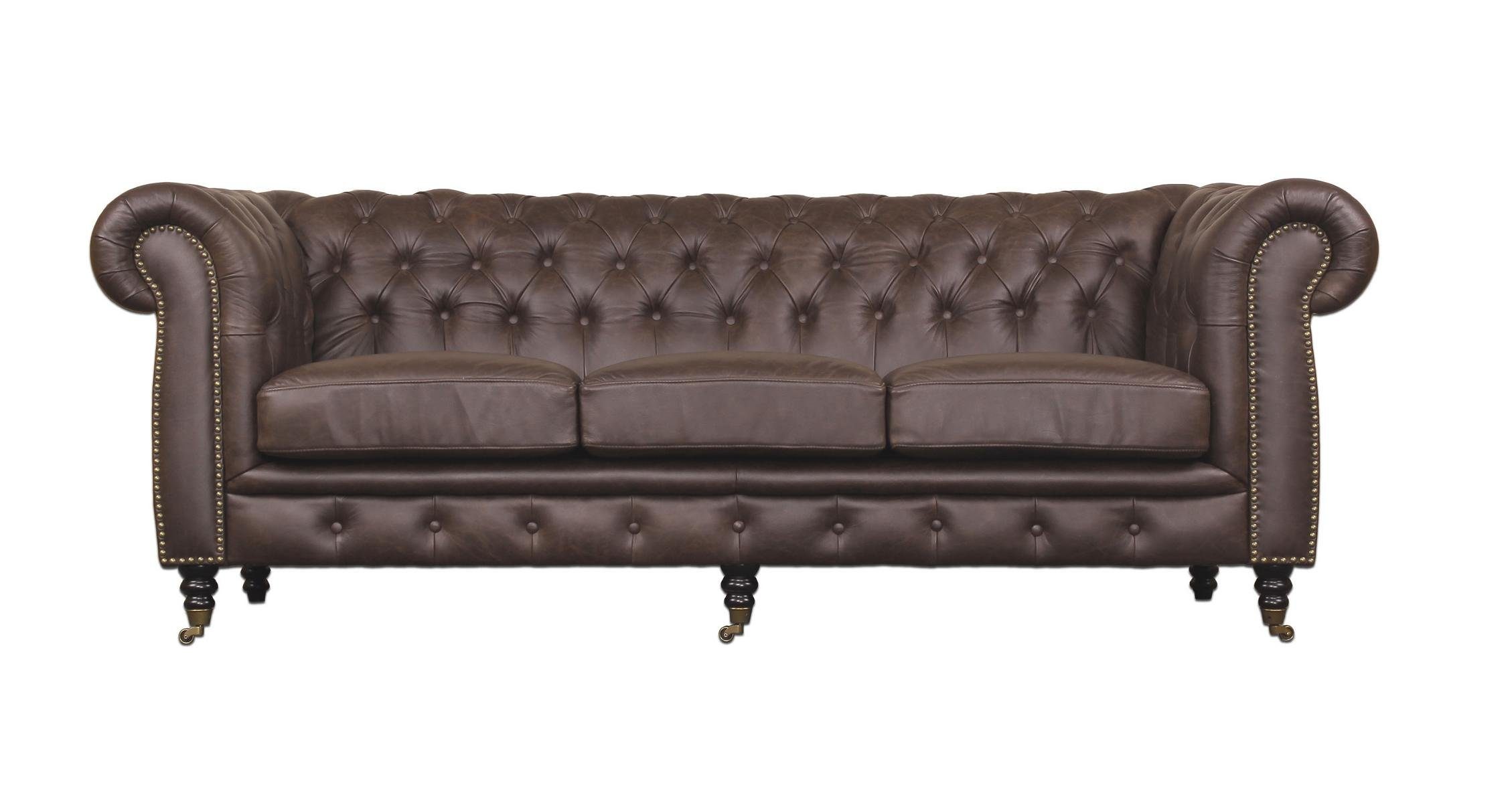 Salottini Chesterfield-Sofa 3er Sofa Chesterfield 3-Sitzer Couch Cambridge Deluxe, Rollen
