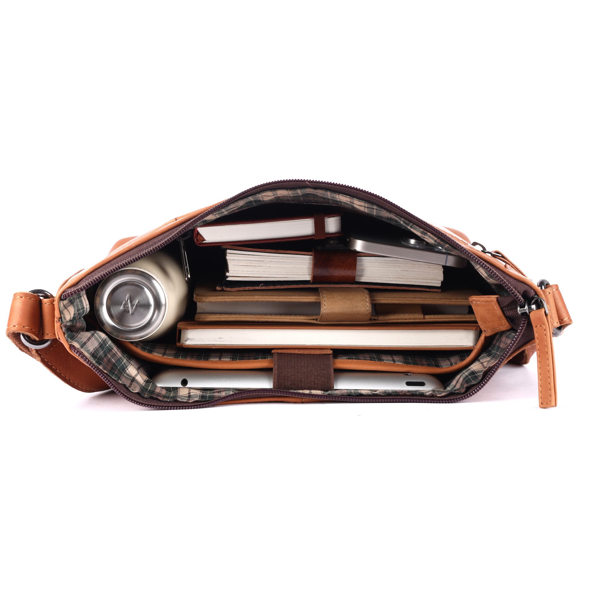 Benthill Umhängetasche Damen Echt Leder Schultertasche Bag Vintage Shopper Umhängetasche, Schultergurt / Umhängegurt Reißverschlussfach