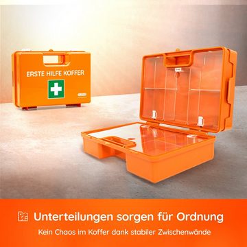 FLEXEO Erste-Hilfe-Koffer leer mit Wandhalterung, (1 St), großer Verbandkasten, orange