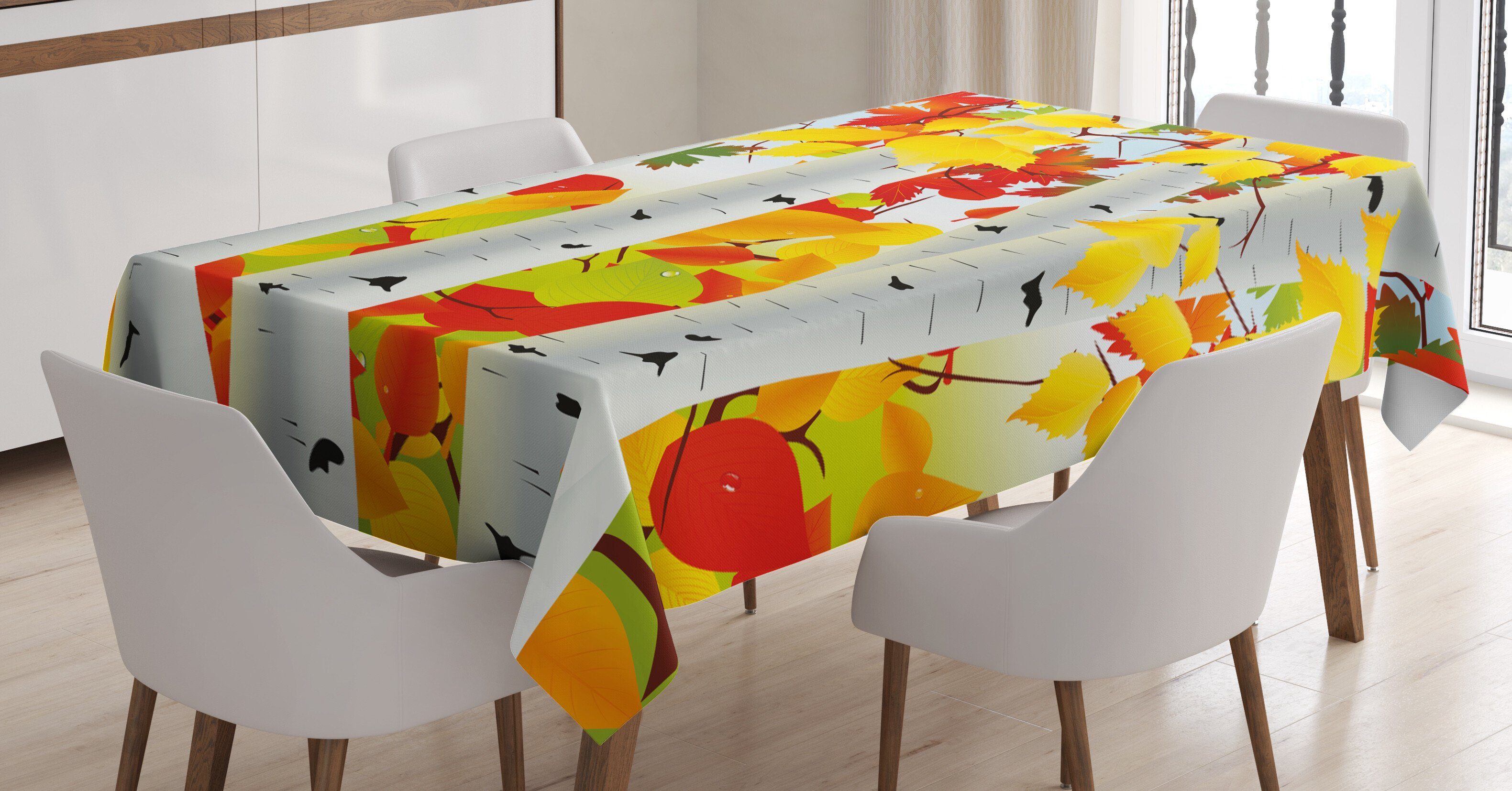 Abakuhaus Tischdecke Farbfest Waschbar Für den Außen Bereich geeignet Klare Farben, Fallen Herbst-Szene mit Blättern