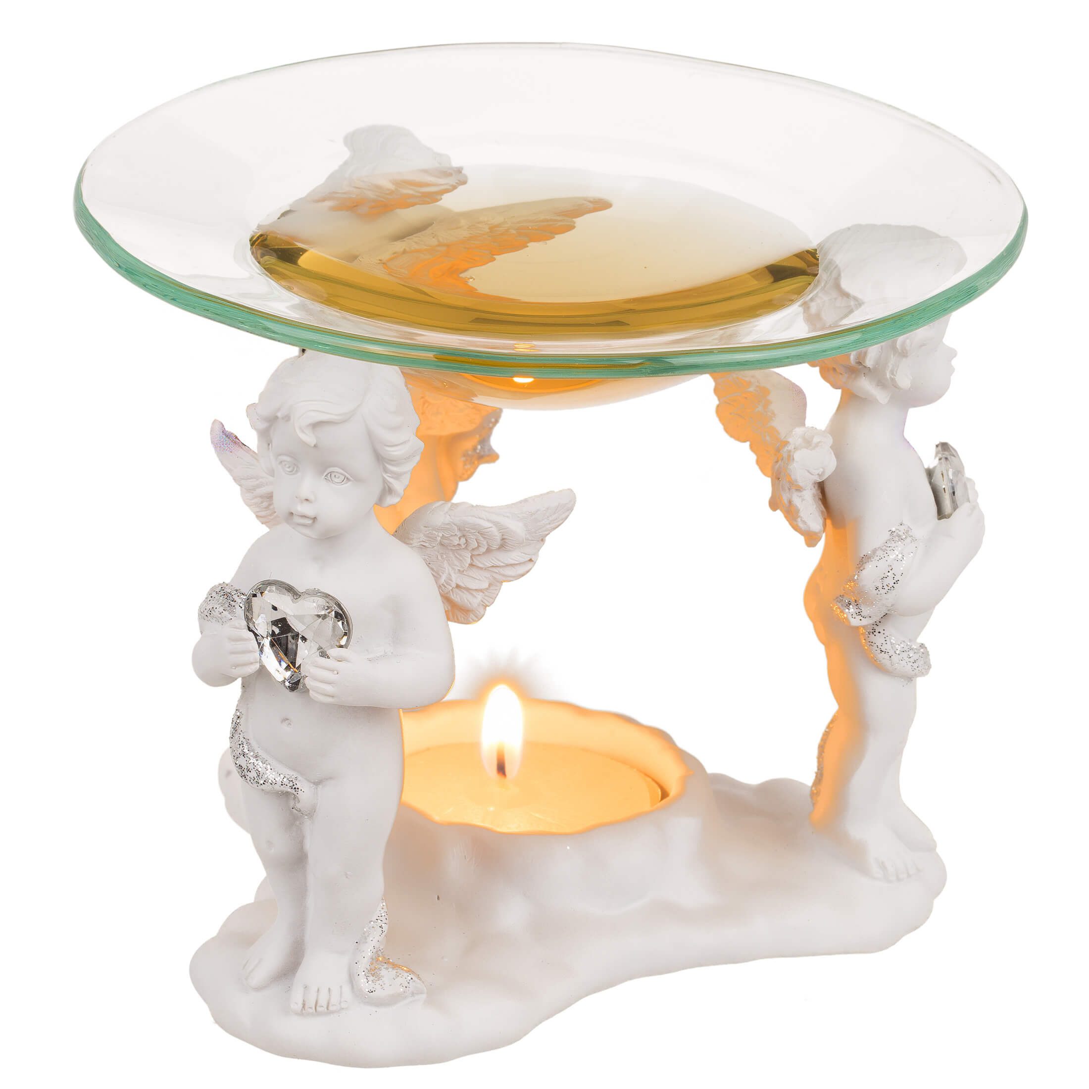 Out of the Blue Duftlampe Duftöl Aromalampe mit Engel und Herzen mit Glassc günstig online kaufen