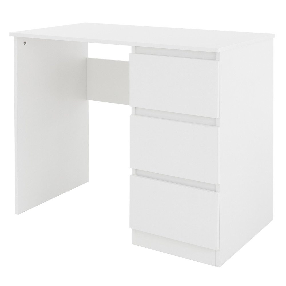 ML-DESIGN Schreibtisch Bürotisch mit 3 Schubladen Computertisch Arbeitstisch Laptoptisch, Homeoffice Büromöbel PC Tisch Weiß matt 90x76x50 cm mit Stauraum