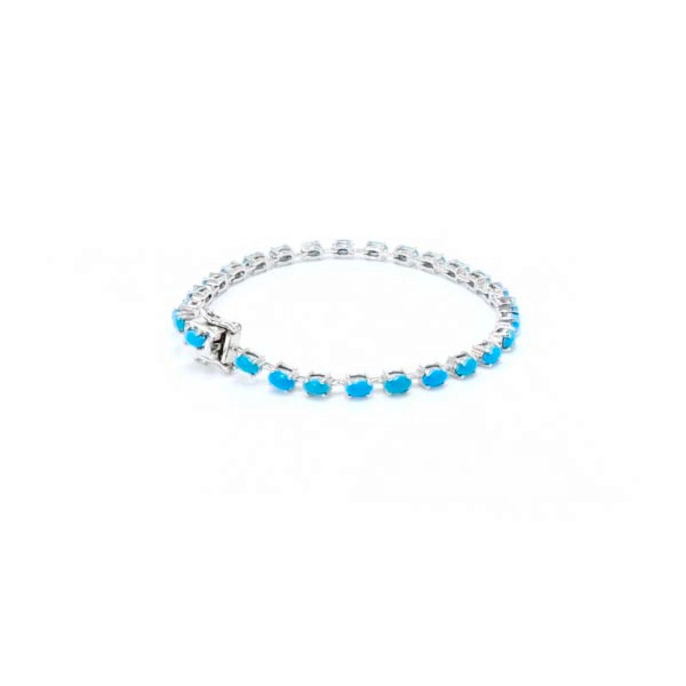 Cavill Silberarmband Türkisarmband Damen Silber 925 mit Platin Beschichtung 4,73 ct Oval (1-tlg)