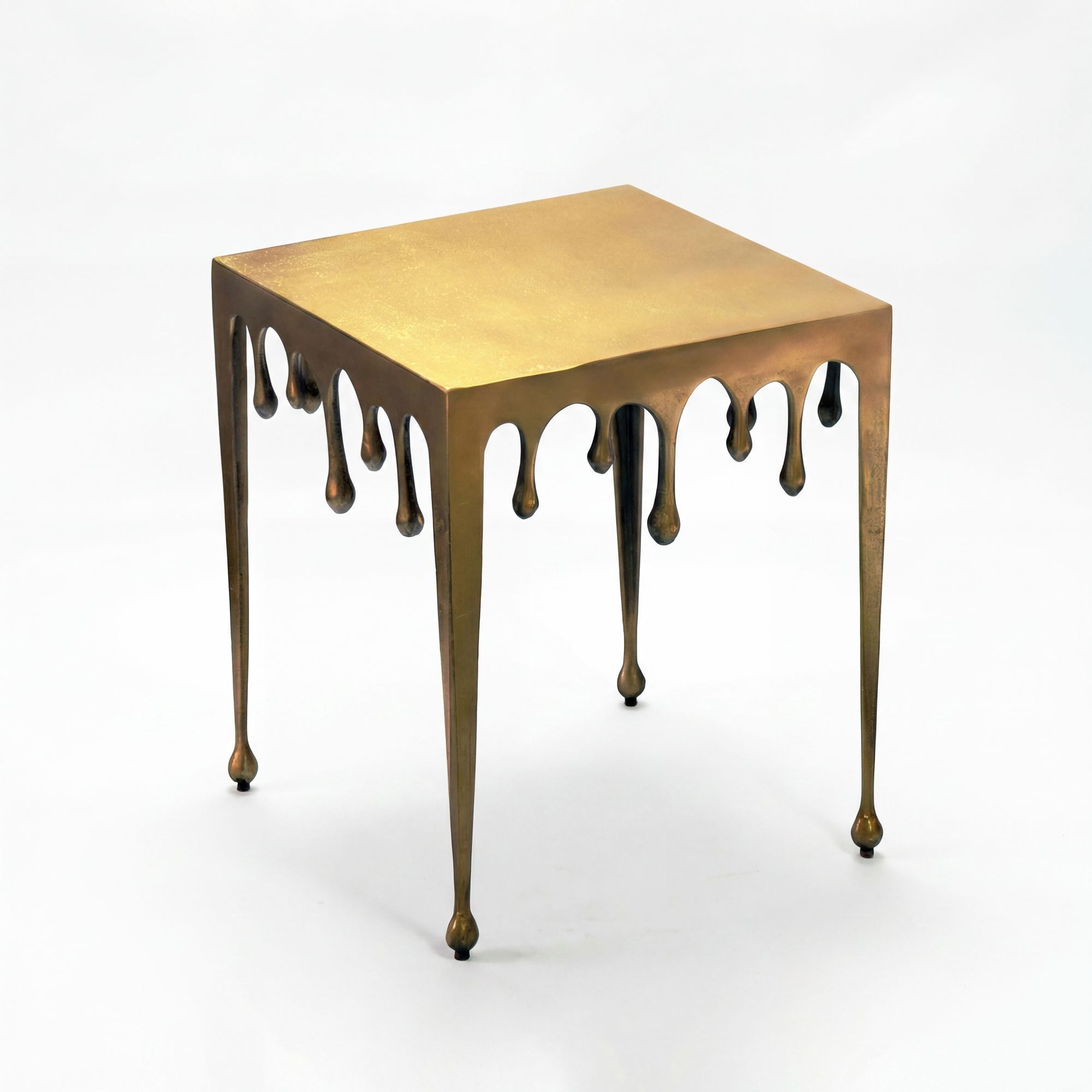 Wohnling Beistelltisch WL7.537 Anstelltisch Gold Tropfen Dekotisch Wohnzimmertisch Aluminium (Außergewöhnliche Struktur als Designhighlight), Moderner Wohnakzent mit skulpturaler Form