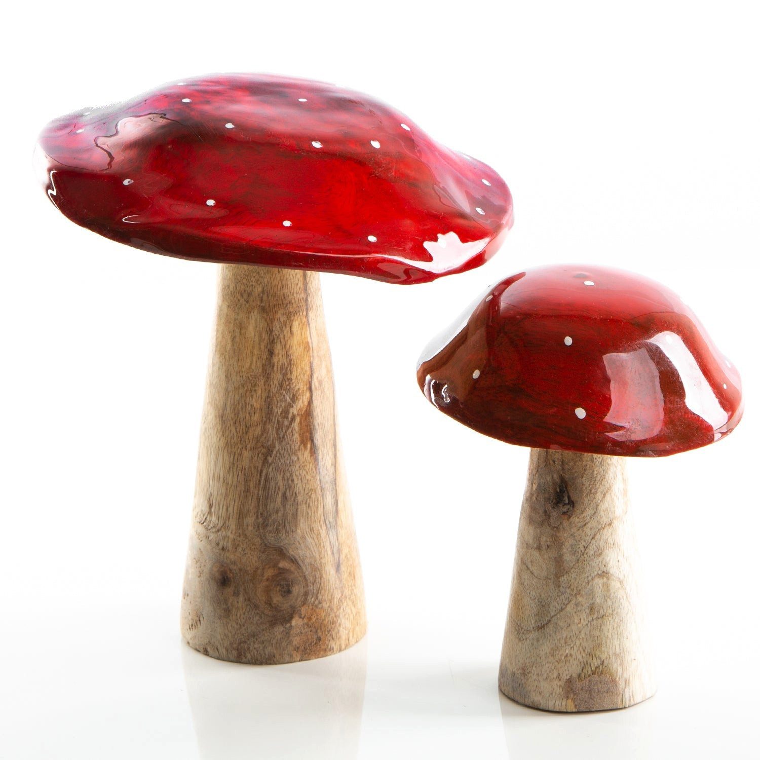 Logbuch-Verlag Dekofigur 2 Fliegenpilz Figuren aus Holz Herbstdeko 18 und 13 cm