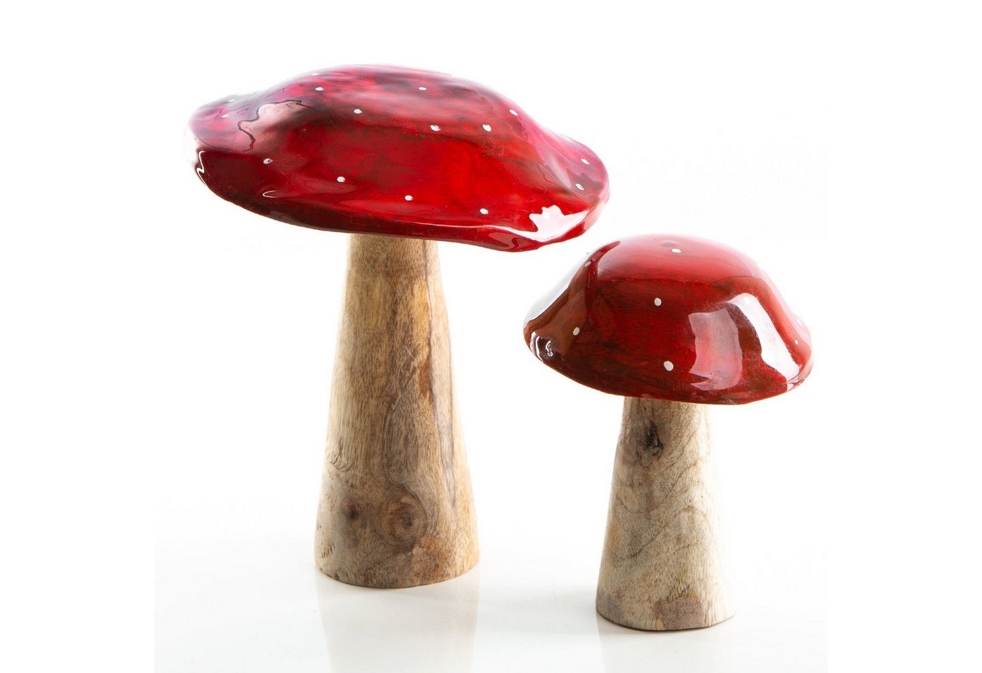 Logbuch-Verlag Dekofigur 2 Fliegenpilz Figuren aus Holz Herbstdeko 18 und 13 cm