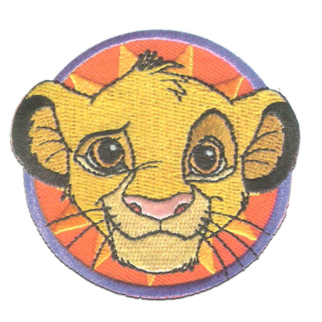 Disney Aufnäher Bügelbild, Aufbügler, Applikationen, Patches, Flicken, zum aufbügeln, Polyester, König der Löwen Simba Kopf   - Größe: 6,7 x 6,3 cm