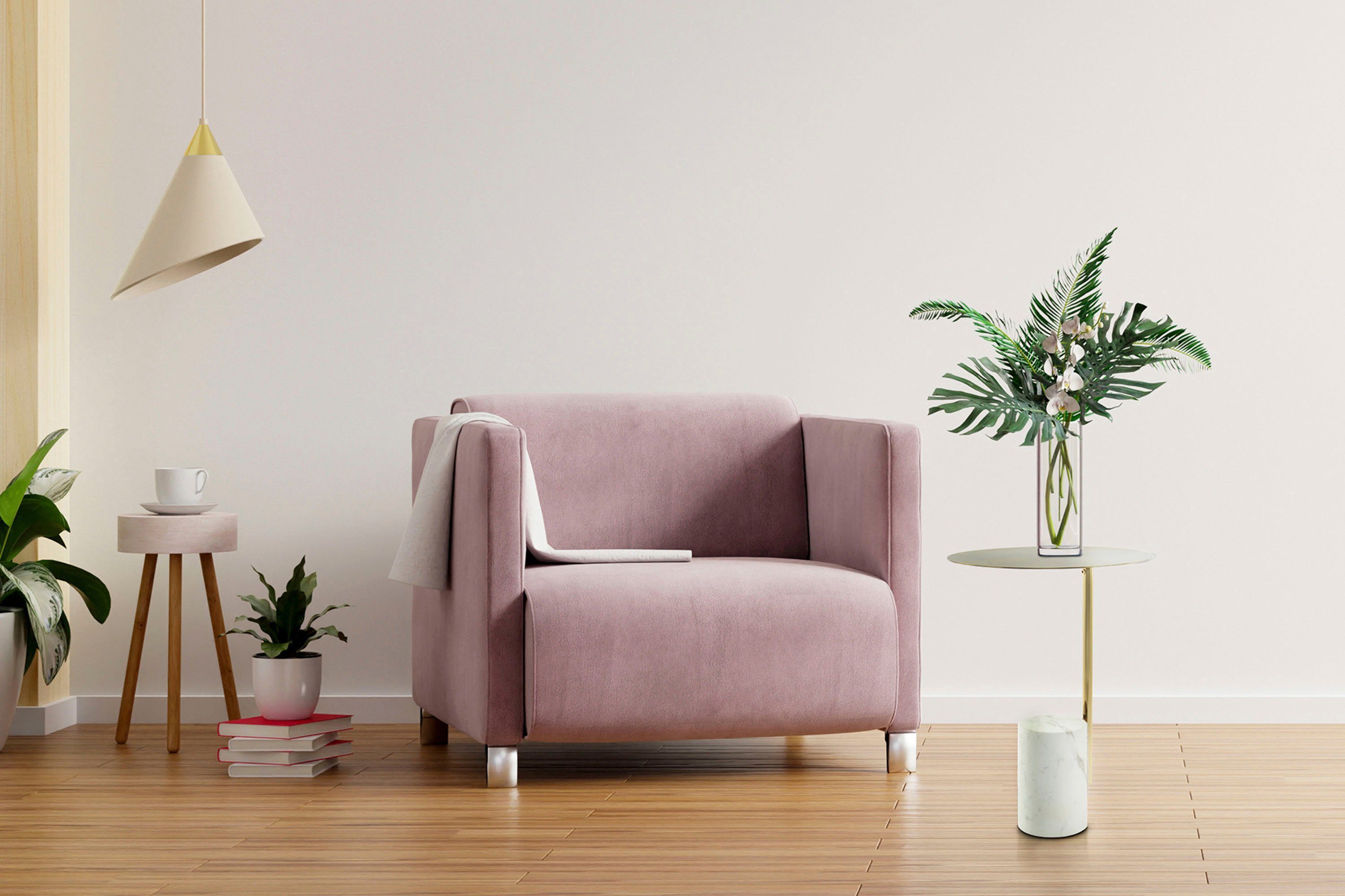 Kayoom Beistelltisch Rocio, Ausgefallenes Design,Stabiler Marmor-Sockel (1-St), ausgefallenes Gestell, stabiler Marmorfuß, marmorierte Glasplatte