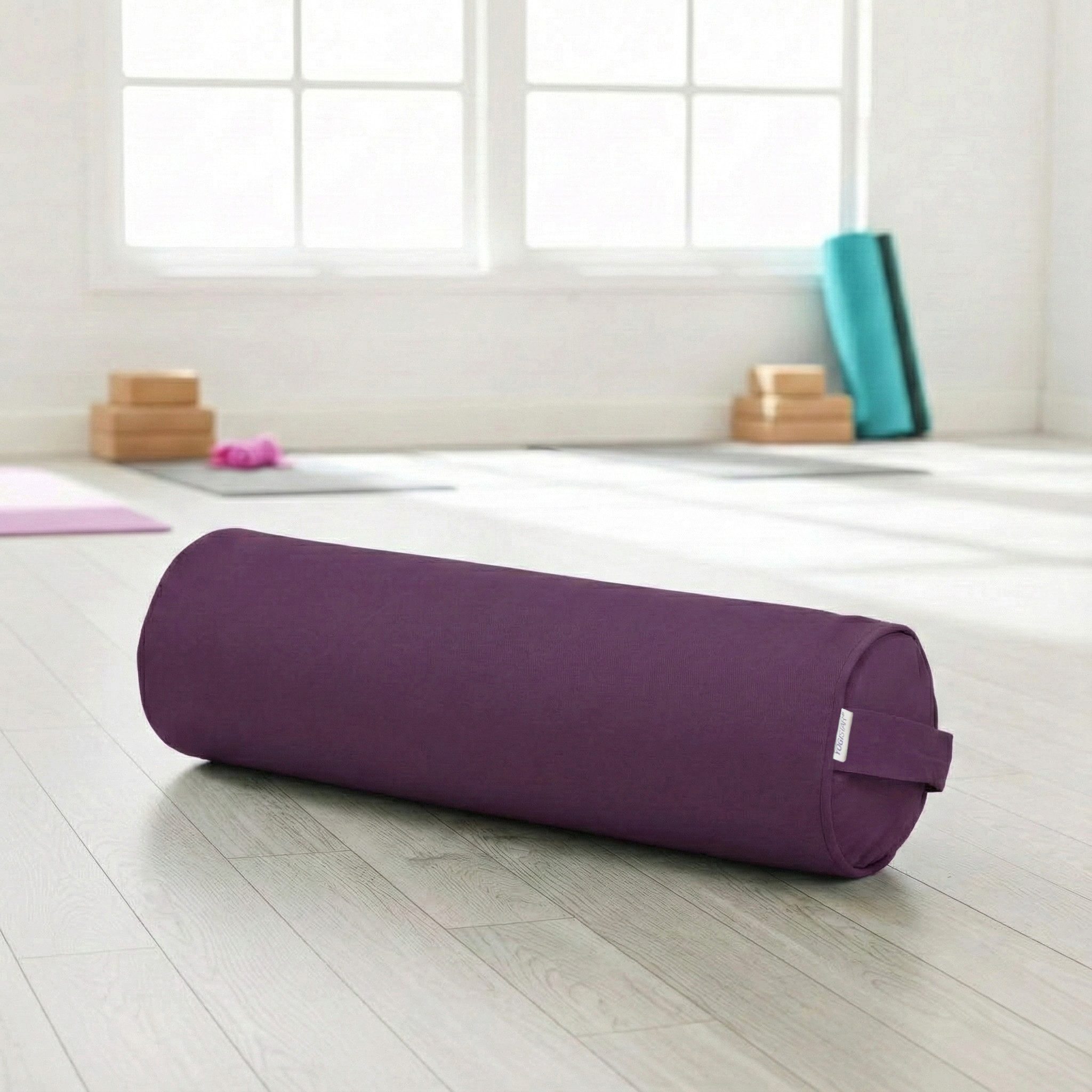 Yogistar Yogakissen Yoga-Bolster yin - plus - rund, Bolster: Baumwollbezug, separates Inlett, Bio-Dinkelspelzfüllung