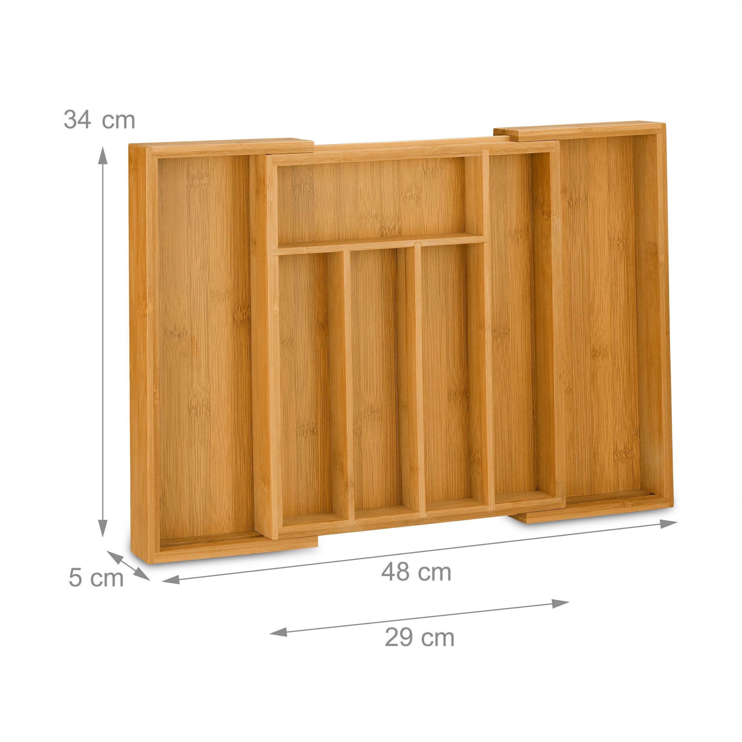 relaxdays Besteckkasten Bambus 48cm ausziehbar günstig online kaufen