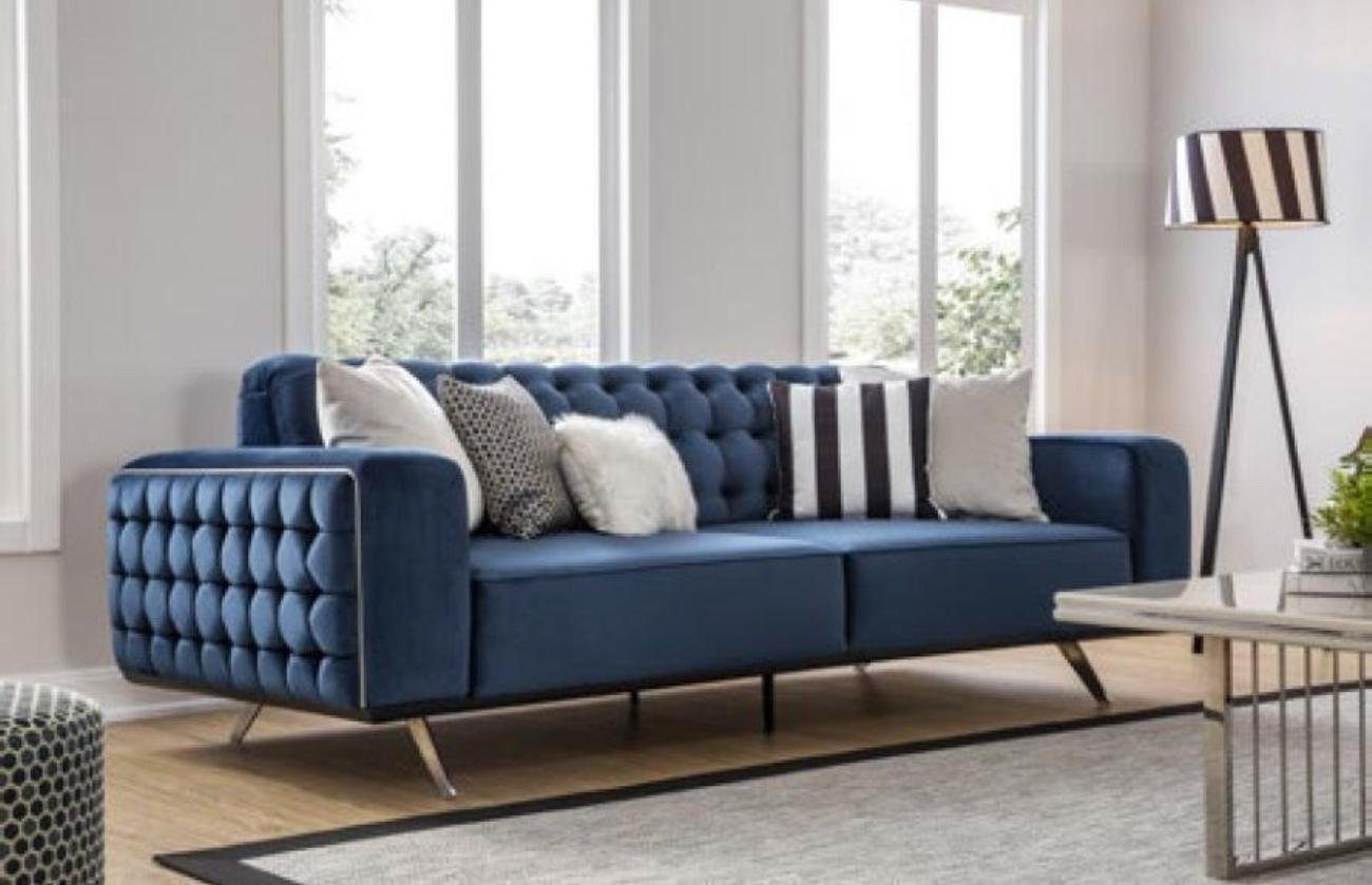 JVmoebel 3-Sitzer Chesterfield Dreisitzer Möbel Sofa Luxus Couchen Blau 3 Sitz Sofas