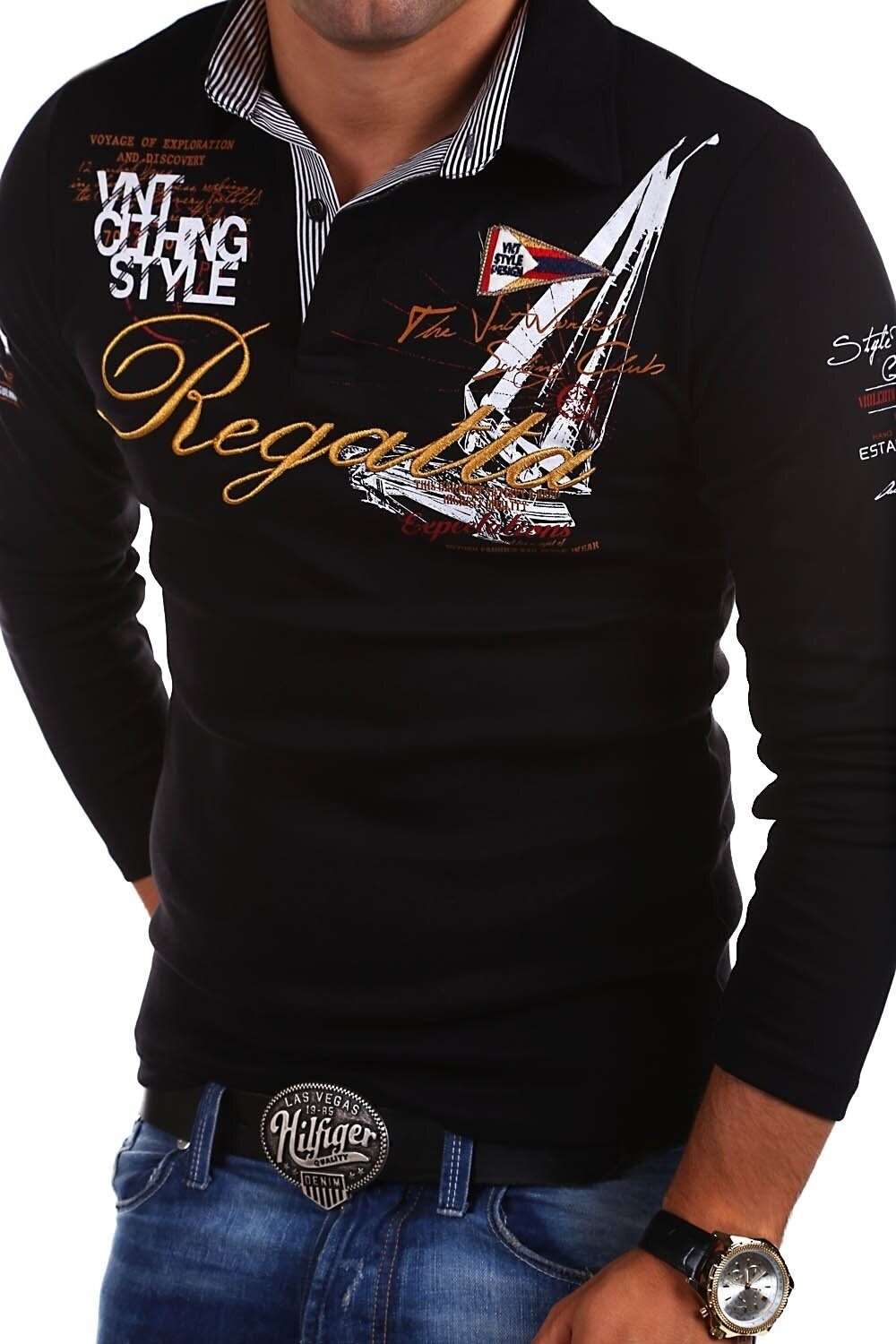 behype Poloshirt "REGATTA" mit langen Ärmeln günstig online kaufen