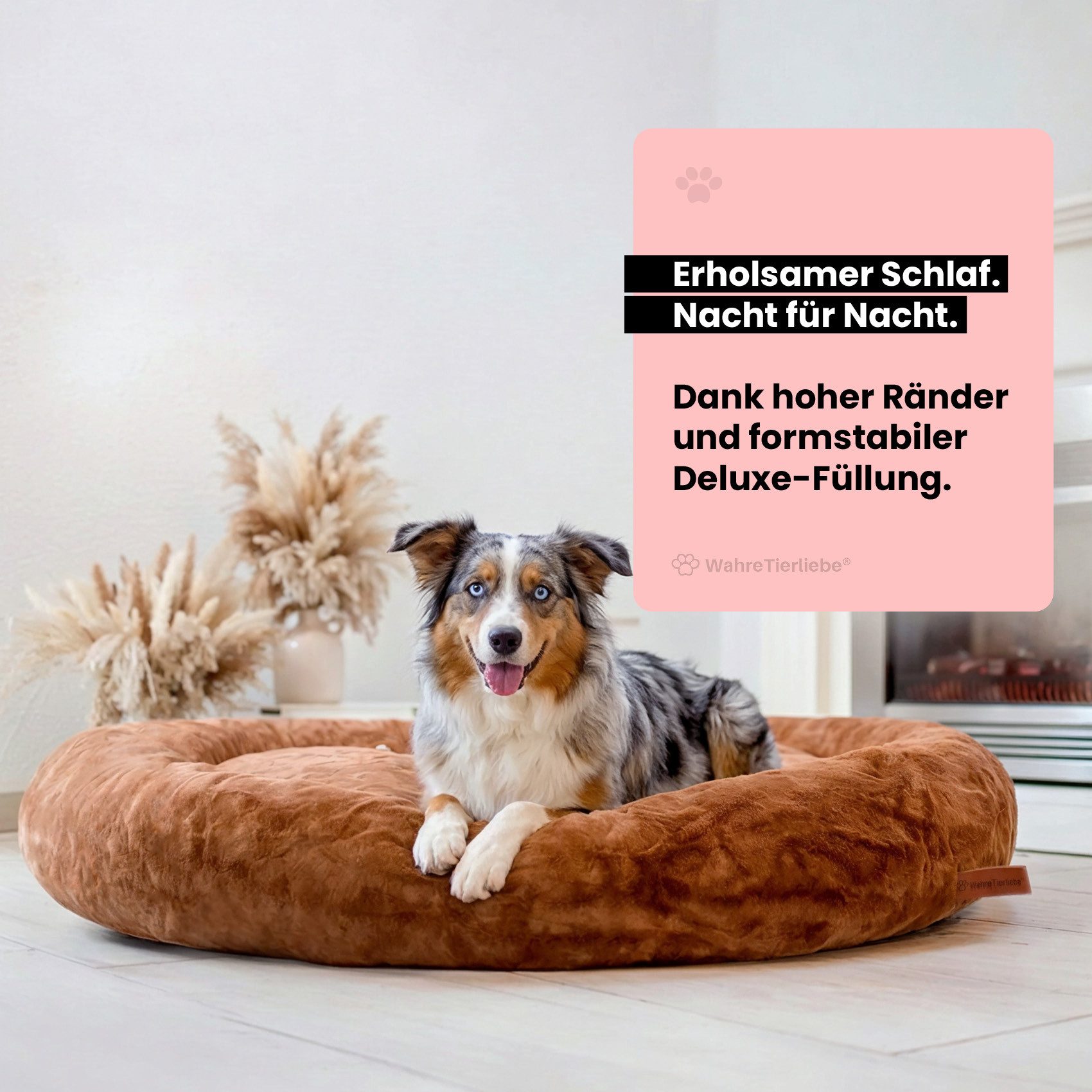 Wahre Tierliebe Tierbett - Orthopädisches Hundebett Deluxe, Deutschlands Original, waschbar, Verschiedene Größen und Farben, extra flauschig