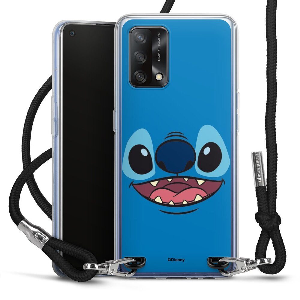 DeinDesign Handyhülle Lilo & Stitch Disney Offizielles Lizenzprodukt Stitch Closeup, Oppo A74 Handykette Hülle mit Band Case zum Umhängen Cover mit Kette