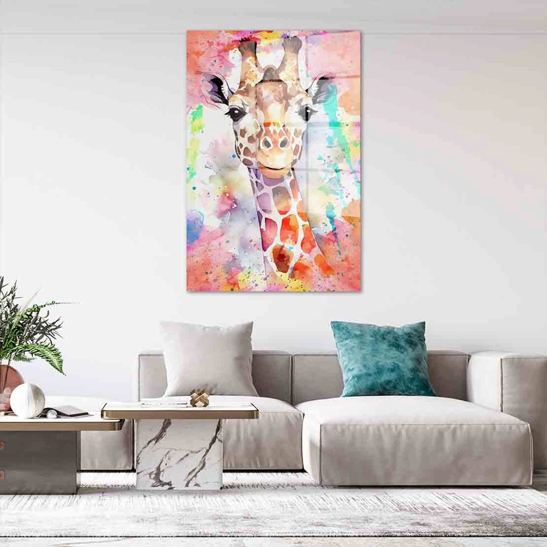 Artedinoi Acrylglasbild Giraffe Pop Art Abstract Acrylglas Wandbild Bild Wanddeko Wohnzimmer X