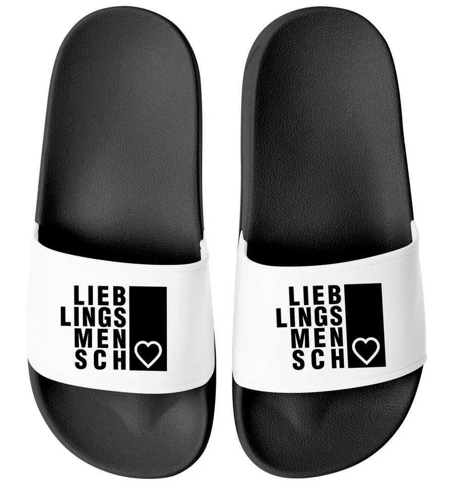 MoonWorks Badeschlappen mit Spruch Lieblingsmensch Badelatschen Unisex Herren Badesandale