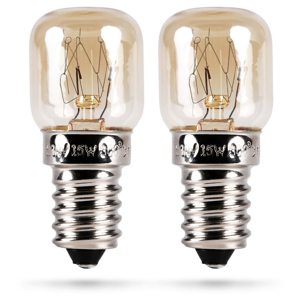 HEITECH 2x Backofenlampe hitzebeständig 15W E14, Backofen Glühbirne Lampe  Halogenlampe, 2 St.