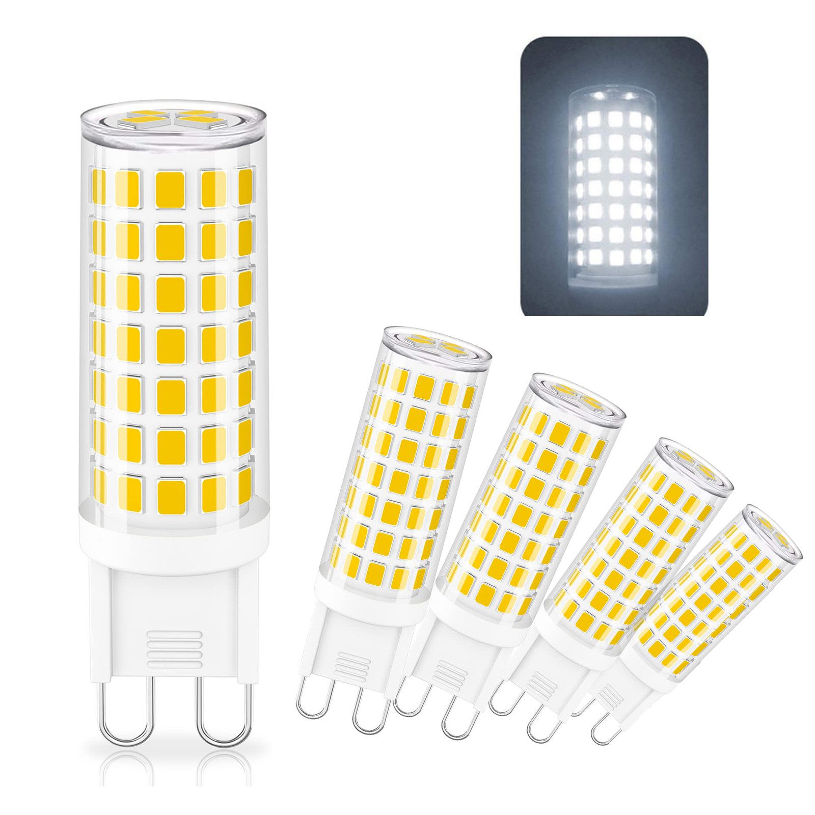 MUPOO LED-Leuchtmittel G9-LED-Glühbirne,Stiftsockel,6W,600LM, 5 St. günstig online kaufen