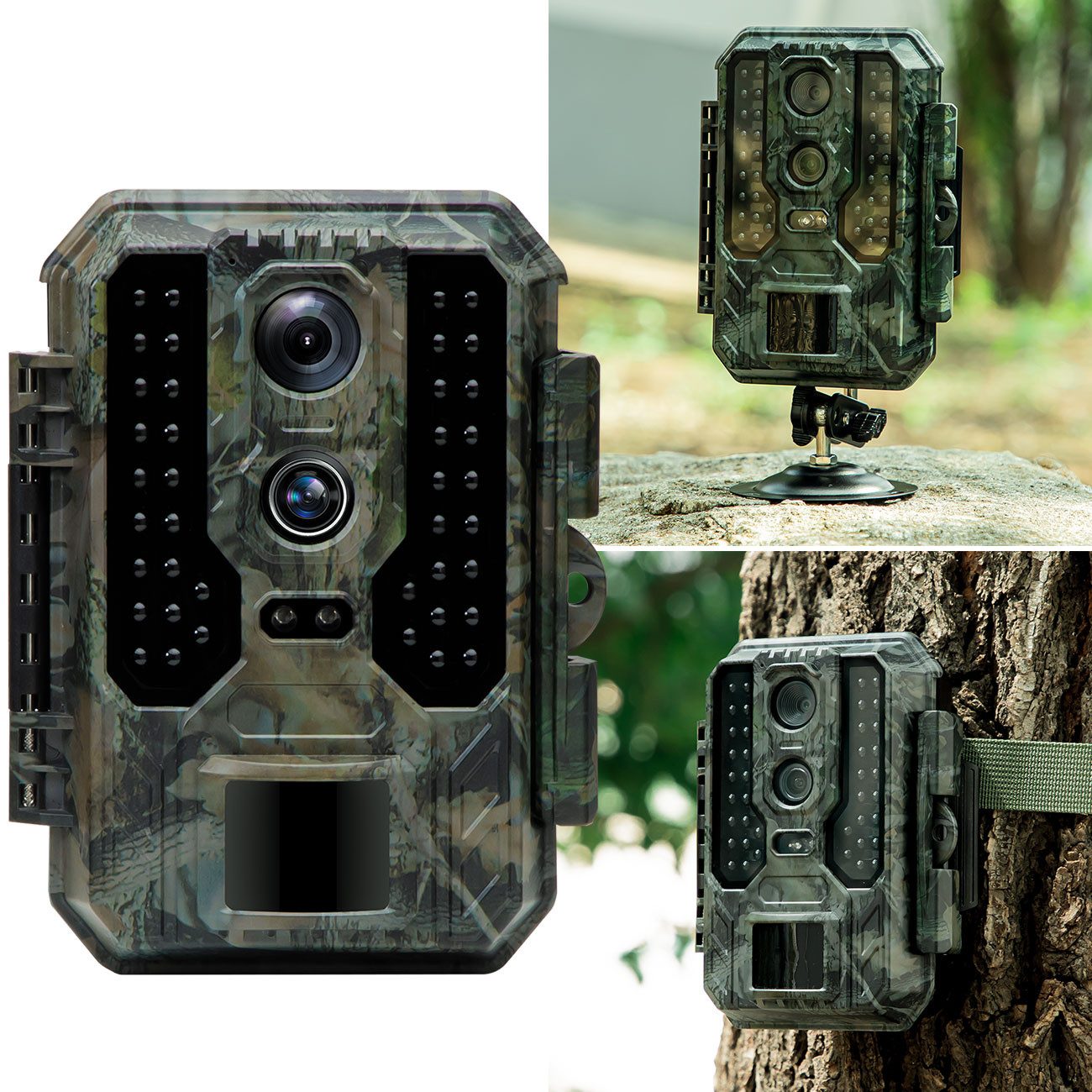 Casativo Wildkamera 4K Wildkamera mit IR Nachtsicht 70° PIR-Bewegungsmelder 20m Reichweite (Grundstück, Outdoor, Wald, Dual-Lens für 4K&Nacht, 0,2s Auslöser, Zeitraffer & Mikrofon, IP65)