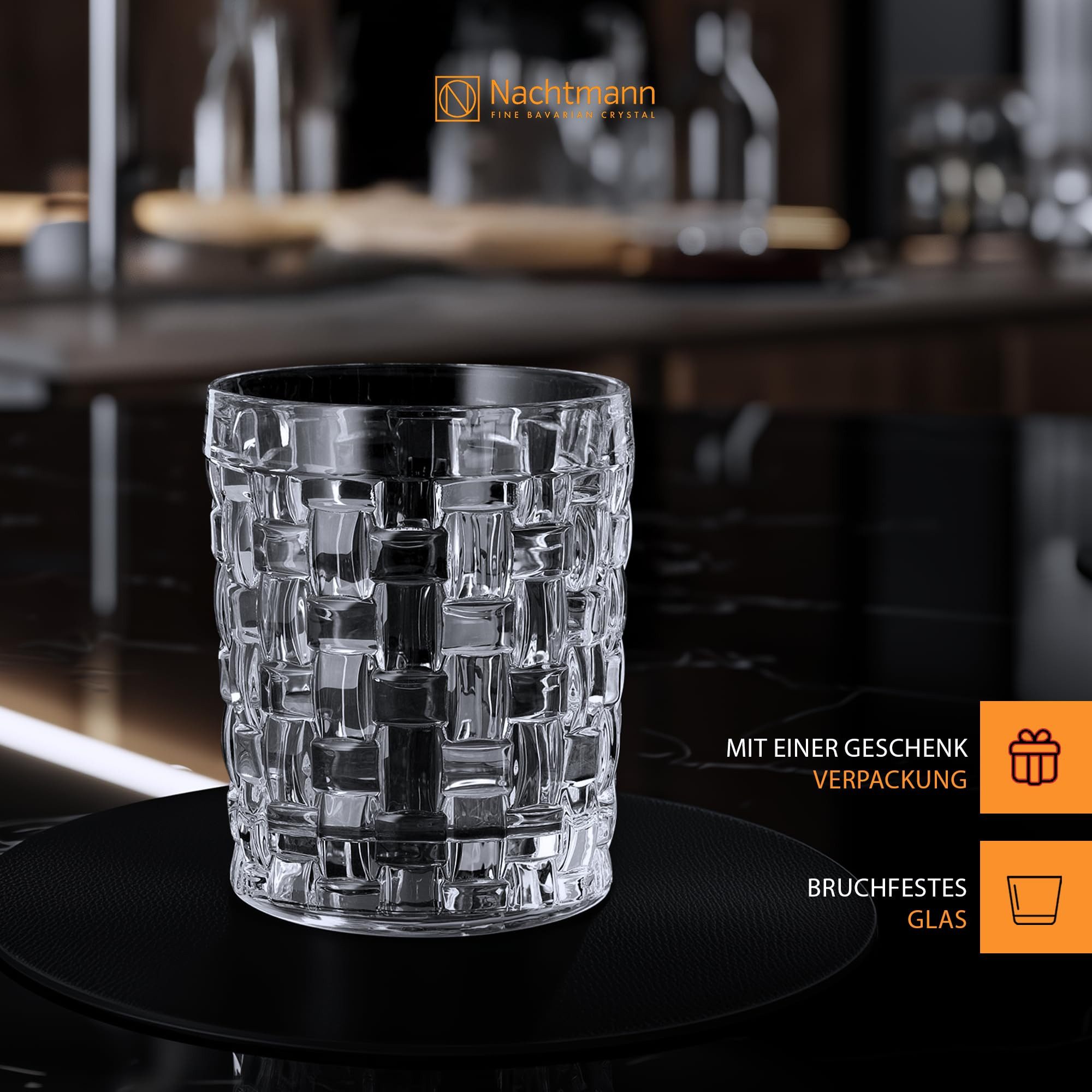 Nachtmann Whiskyglas Bossa Nova Whiskygläser 330 ml 4er Set, 4-tlg., Glas