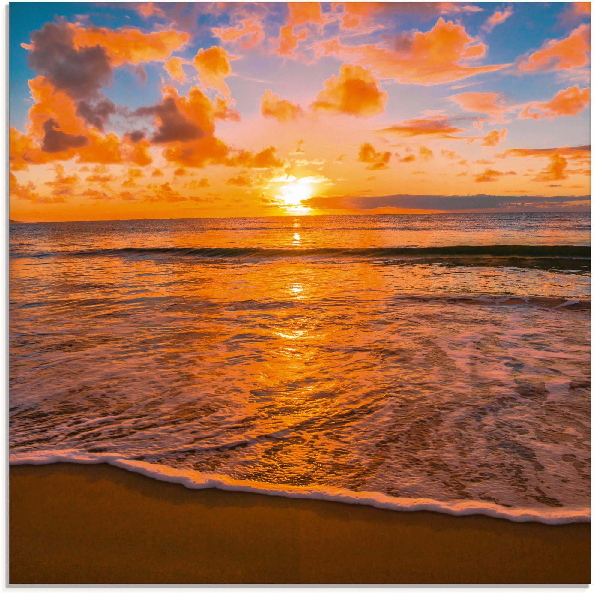 Artland Glasbild Schöner tropischer Sonnenuntergang am Strand, Sonnenaufgang & -untergang (1 St), in verschiedenen Größen