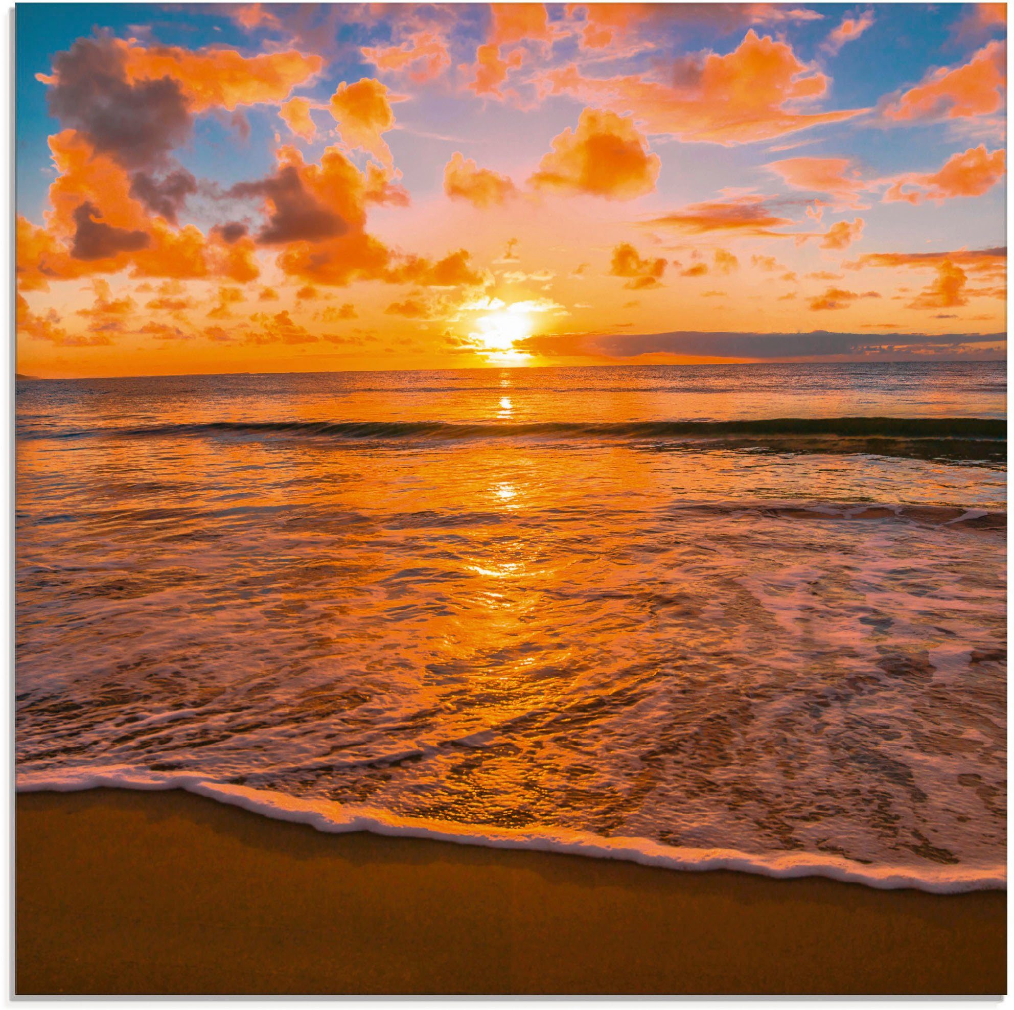 Artland Glasbild Sonnenuntergang am Strand, Sonnenaufgang & -untergang (1 St), in verschiedenen Größen