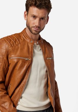 RICANO Lederjacke Caesar 100% Echtes und hochwertiges Lamm-Nappa Leder, Bikerapplikationen auf der Schulter