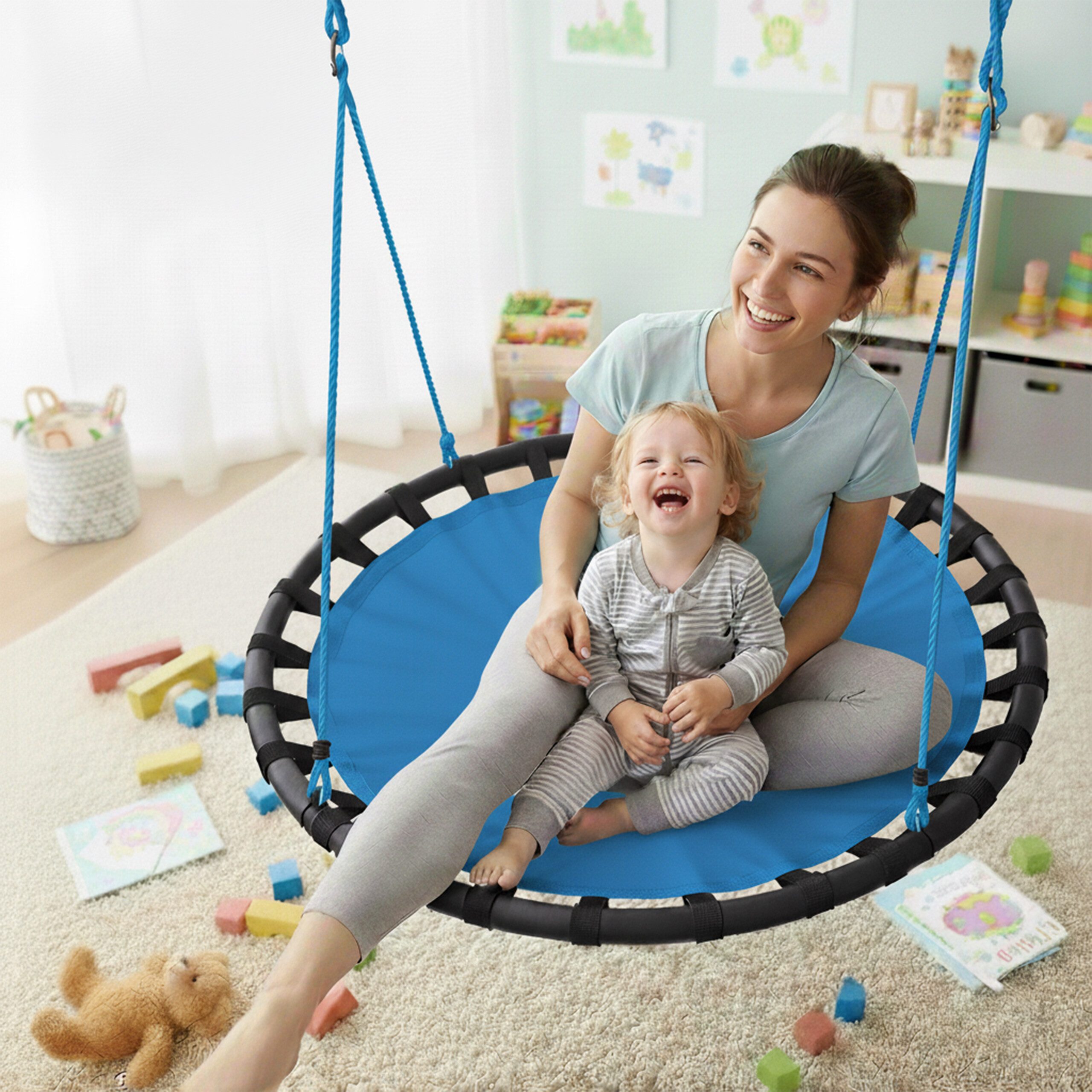 relaxdays Nestschaukel 120cm, blau