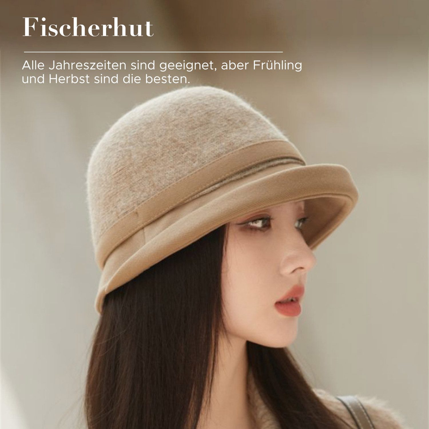 Refttenw Fischerhut DamenFischerhut,Trendiger Bucket Hat mit Krempe,warm ha günstig online kaufen