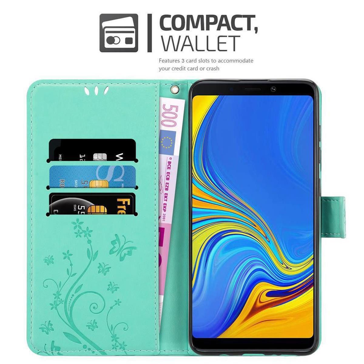 Cadorabo Handyhülle für Samsung Galaxy A9 2018 Hülle Samsung Galaxy A9 2018, Hülle Schutzhülle Blumen Flower mit Standfunktion Kartenfach Magnet