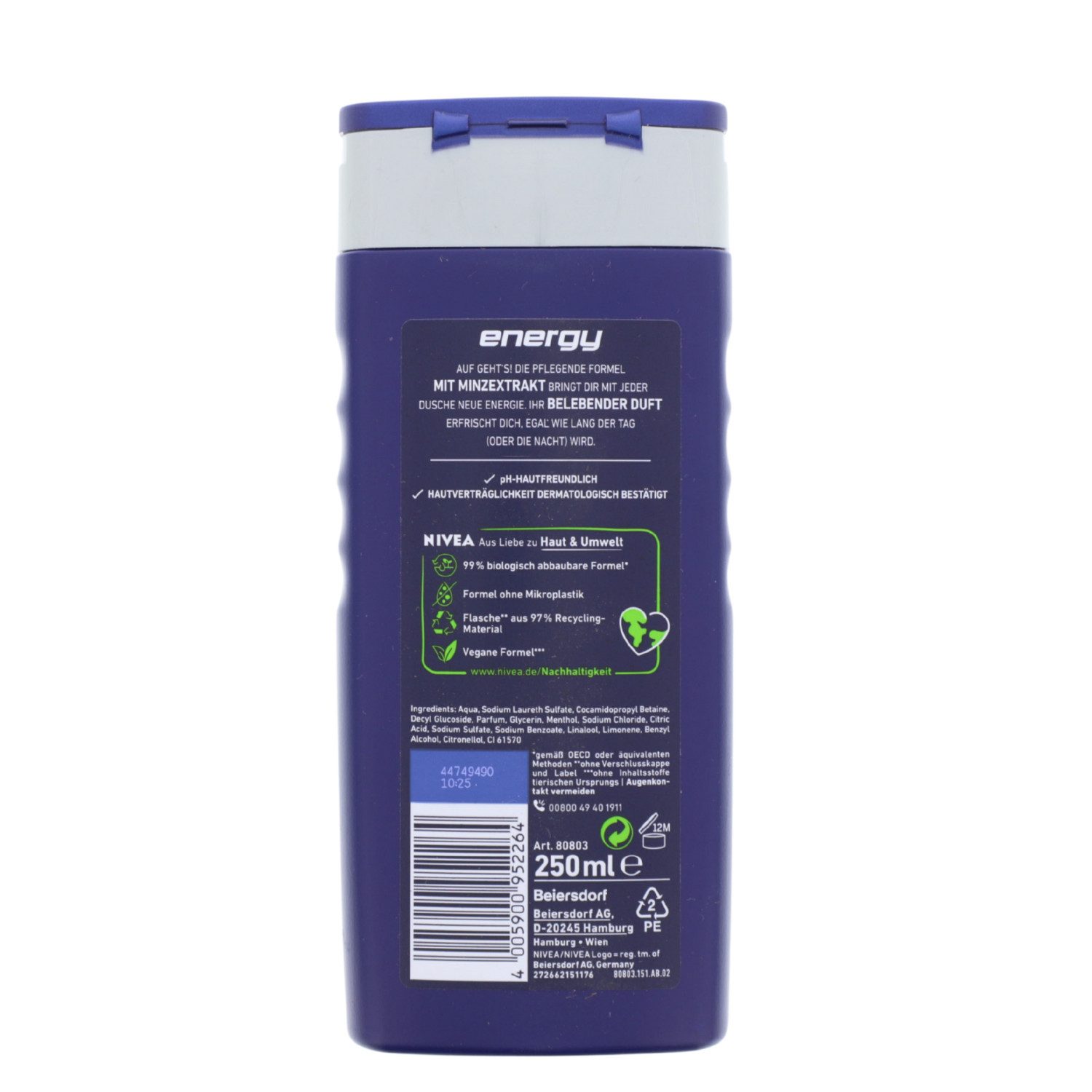Nivea Duschgel NIVEA MEN Energy 250ml Duschgel 3in1 Körper Gesicht & Haar