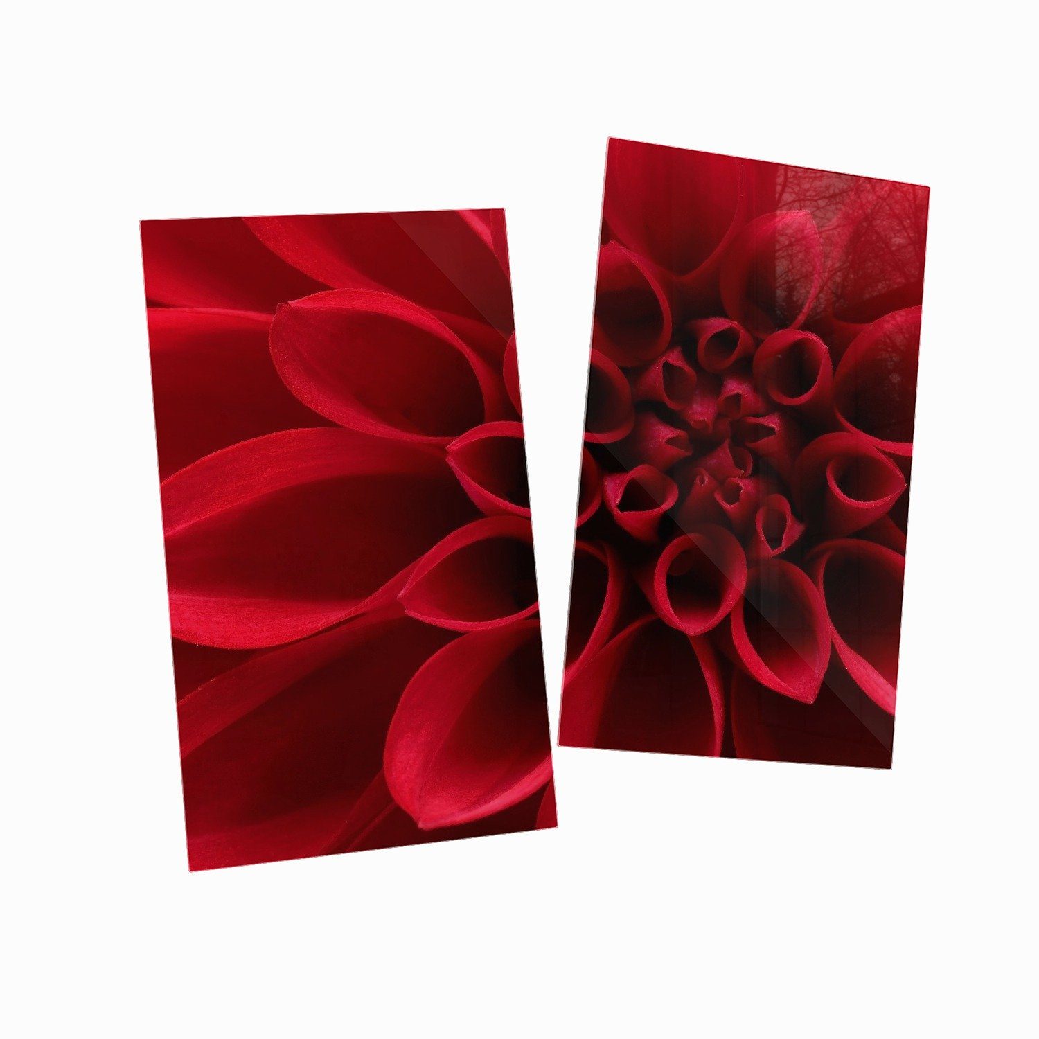 2 tlg., verschiedene in Nahaufnahme, inkl. Herd-Abdeckplatte Noppen), Wallario Dahlienblüte 5mm (Glasplatte, Größen ESG-Sicherheitsglas, Rote