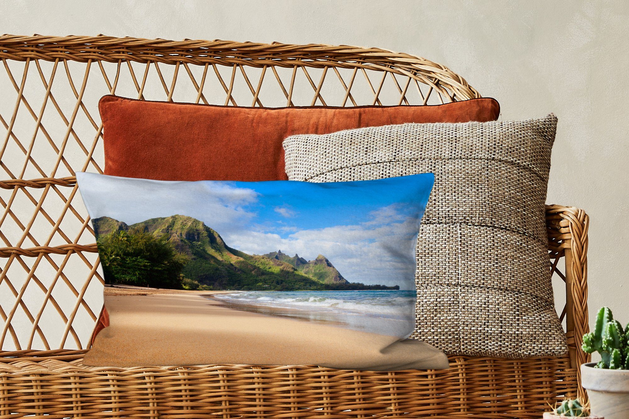 Dekokissen Zierkissen, - Dekokissen Strand Wohzimmer Füllung, - Hawaii, Dekoration, Schlafzimmer mit MuchoWow Tropisch