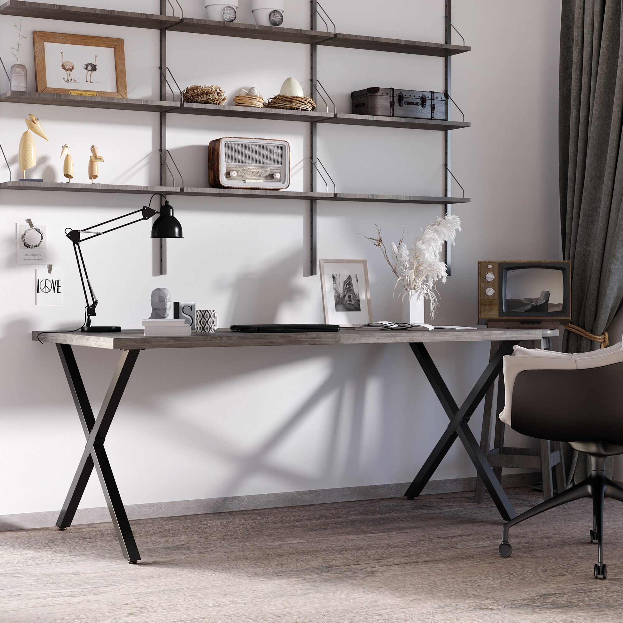 HOMCOM Tischbein Tischbeine Tischfüße für Esstisch Schreibtisch Couchtisch Schwarz, 80cm x 4cm x 72cm