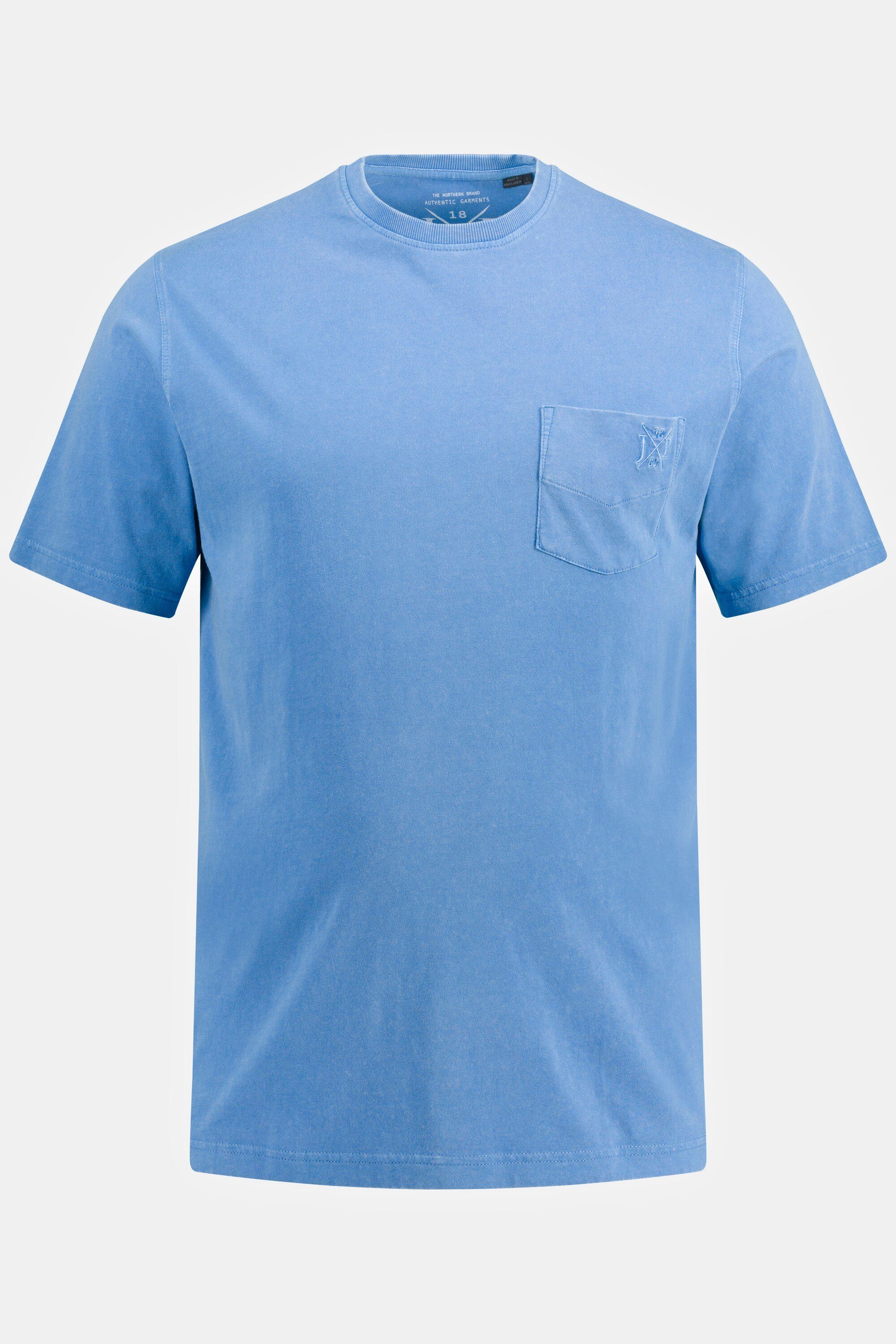 blau Halbarm T-Shirt Rundhals T-Shirt JP1880 Brusttasche