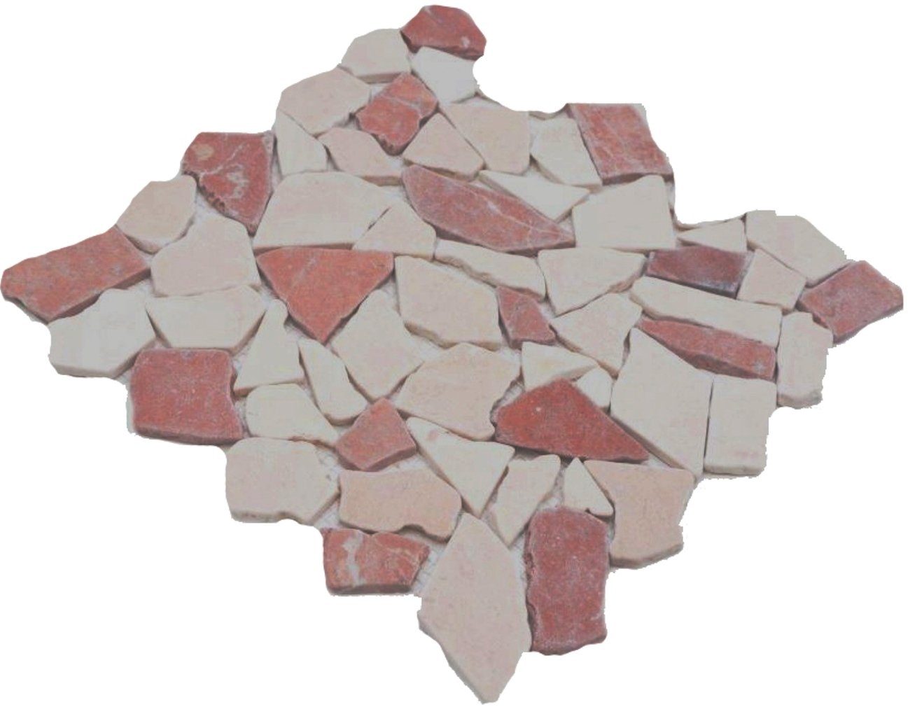 Rosso Mosani beige Polygonal Naturstein rot Bodenfliese Küche Bruch Mosaik Marmor