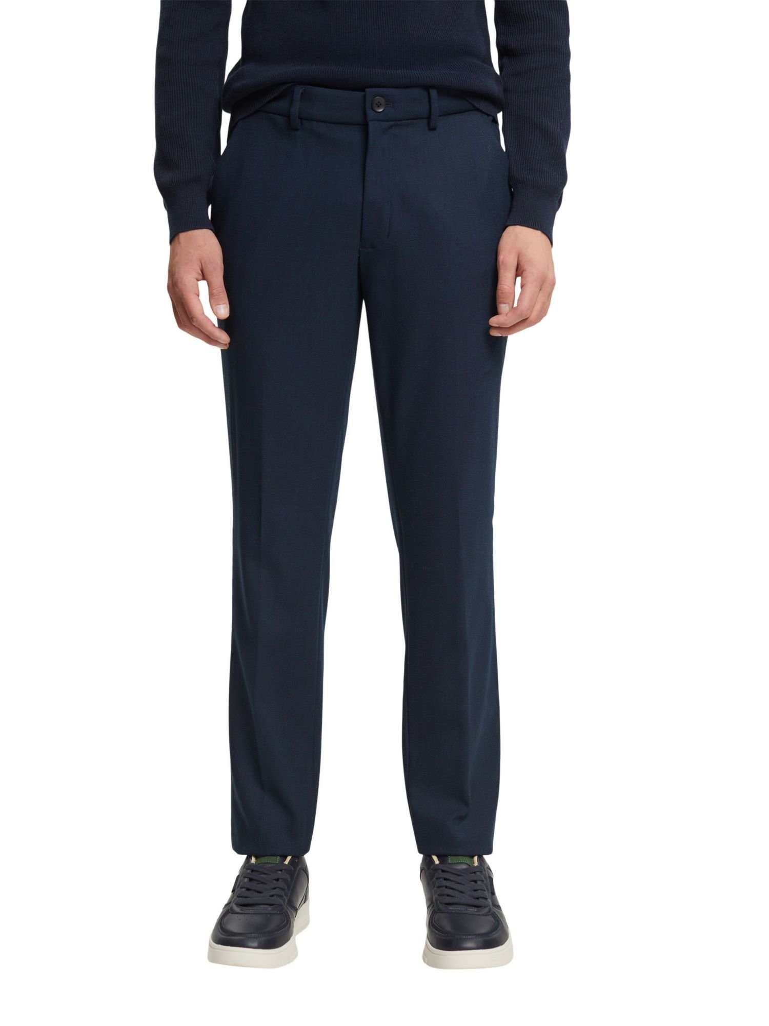Esprit Collection Anzughose Mix & NAVY Anzughose Birdseye-Muster mit Match