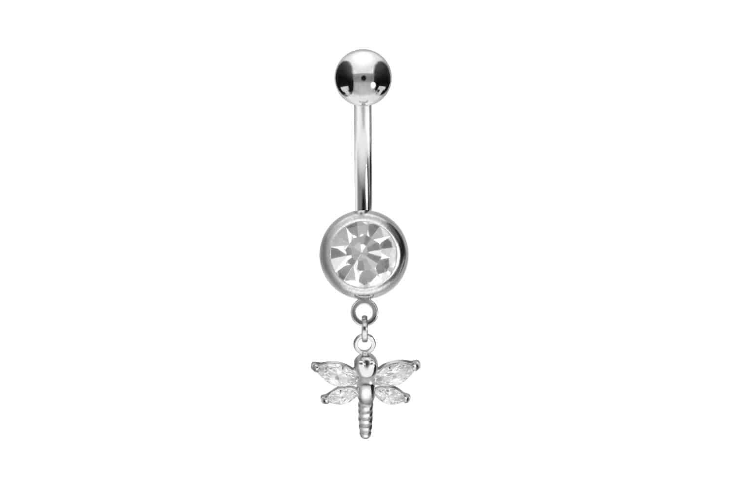 Bauchnabelpiercing Titan Bananabell mit Innengewinde KRISTALL-LIBELLE